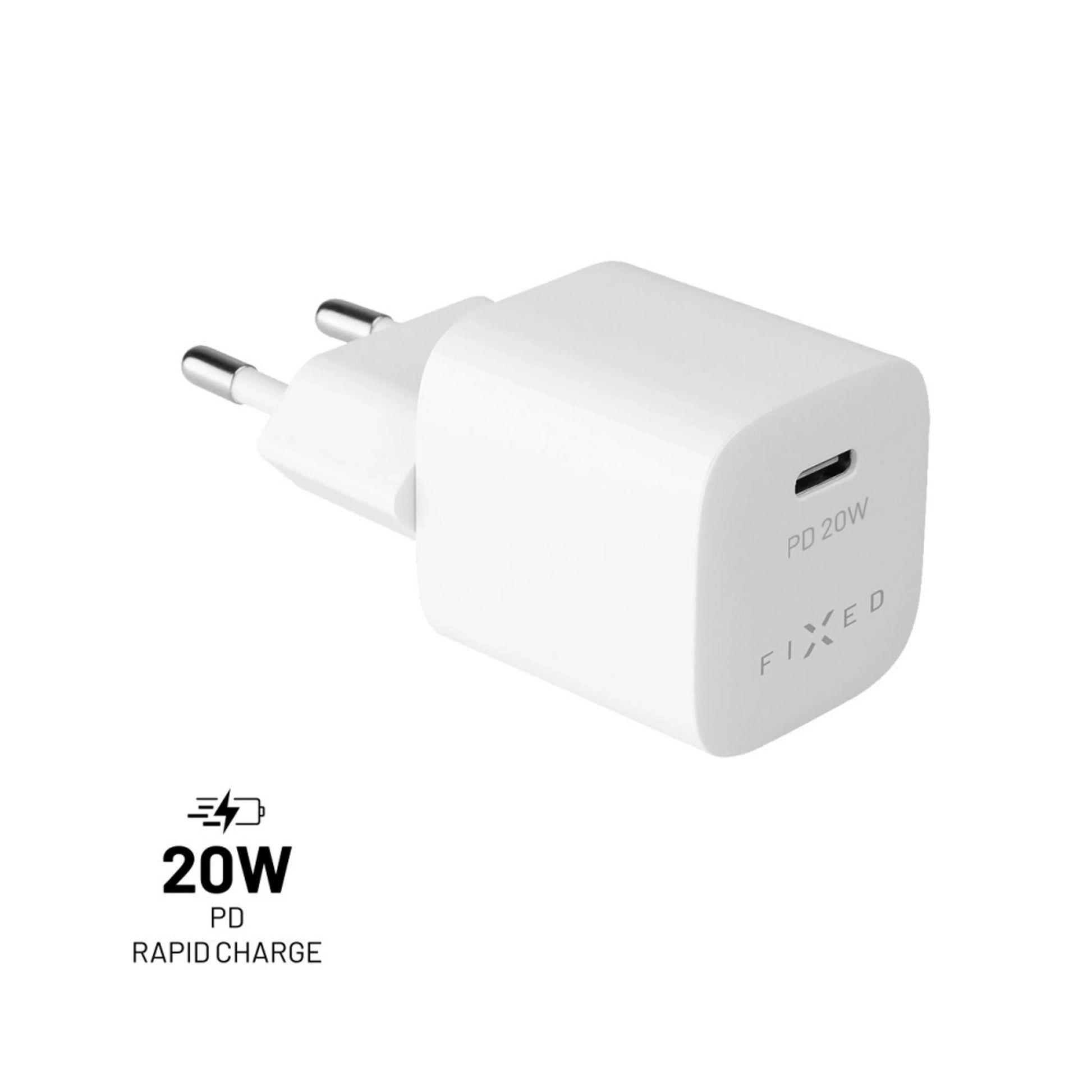 Síťová nabíječka FIXED Mini s USB-C výstupem a podporou PD, 20W, bílá - FIXED