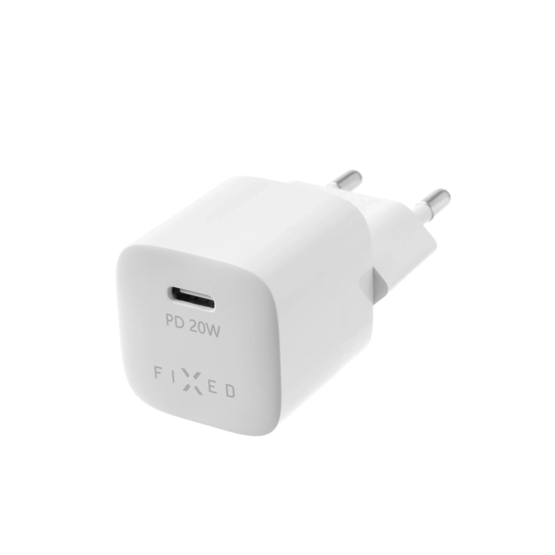 Set síťové nabíječky FIXED Mini s USB-C výstupem a USB-C/USB-C kabelu, podpora PD, 1 metr, 20W, bílý - FIXED