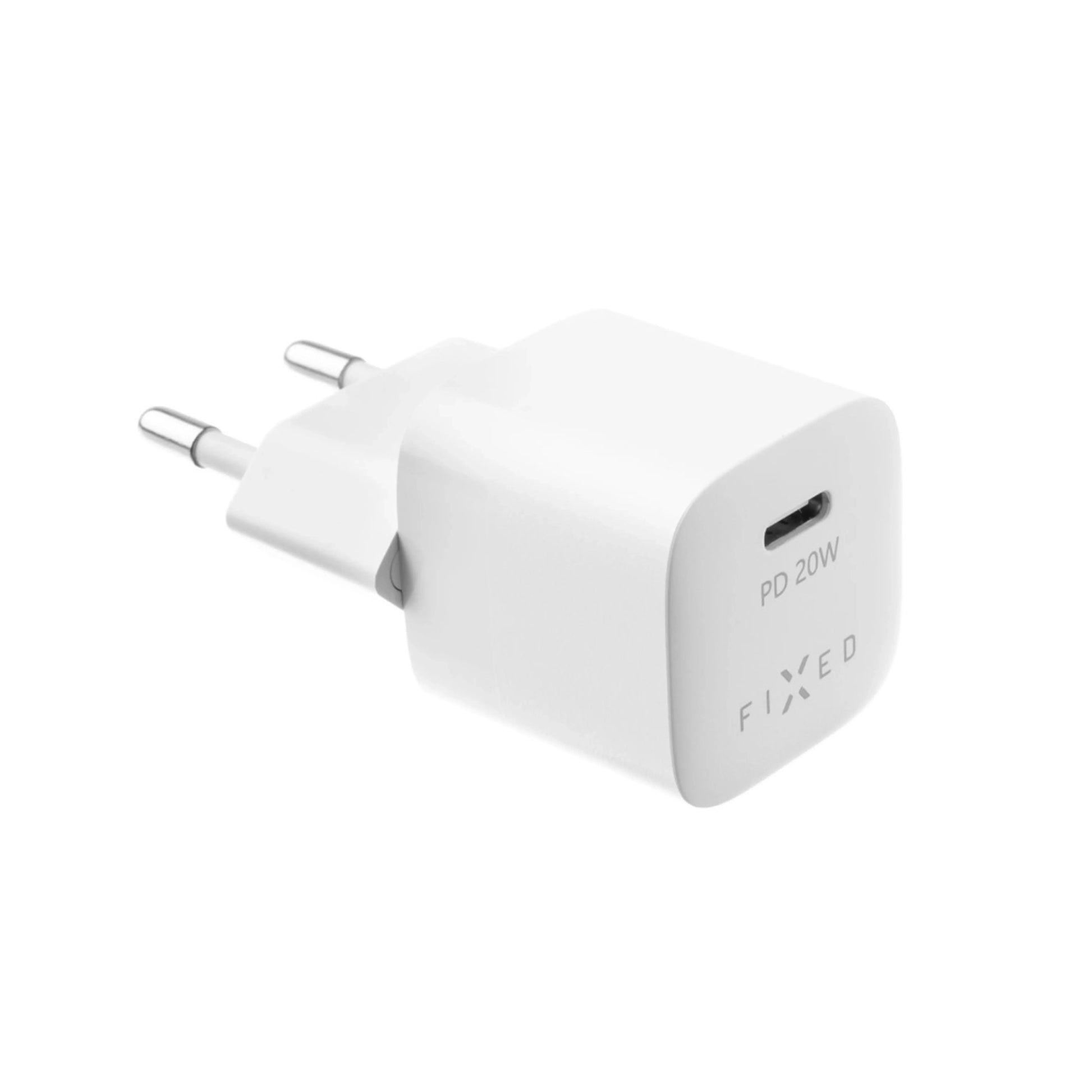 Set síťové nabíječky FIXED Mini s USB-C výstupem a USB-C/USB-C kabelu, podpora PD, 1 metr, 20W, bílý - FIXED