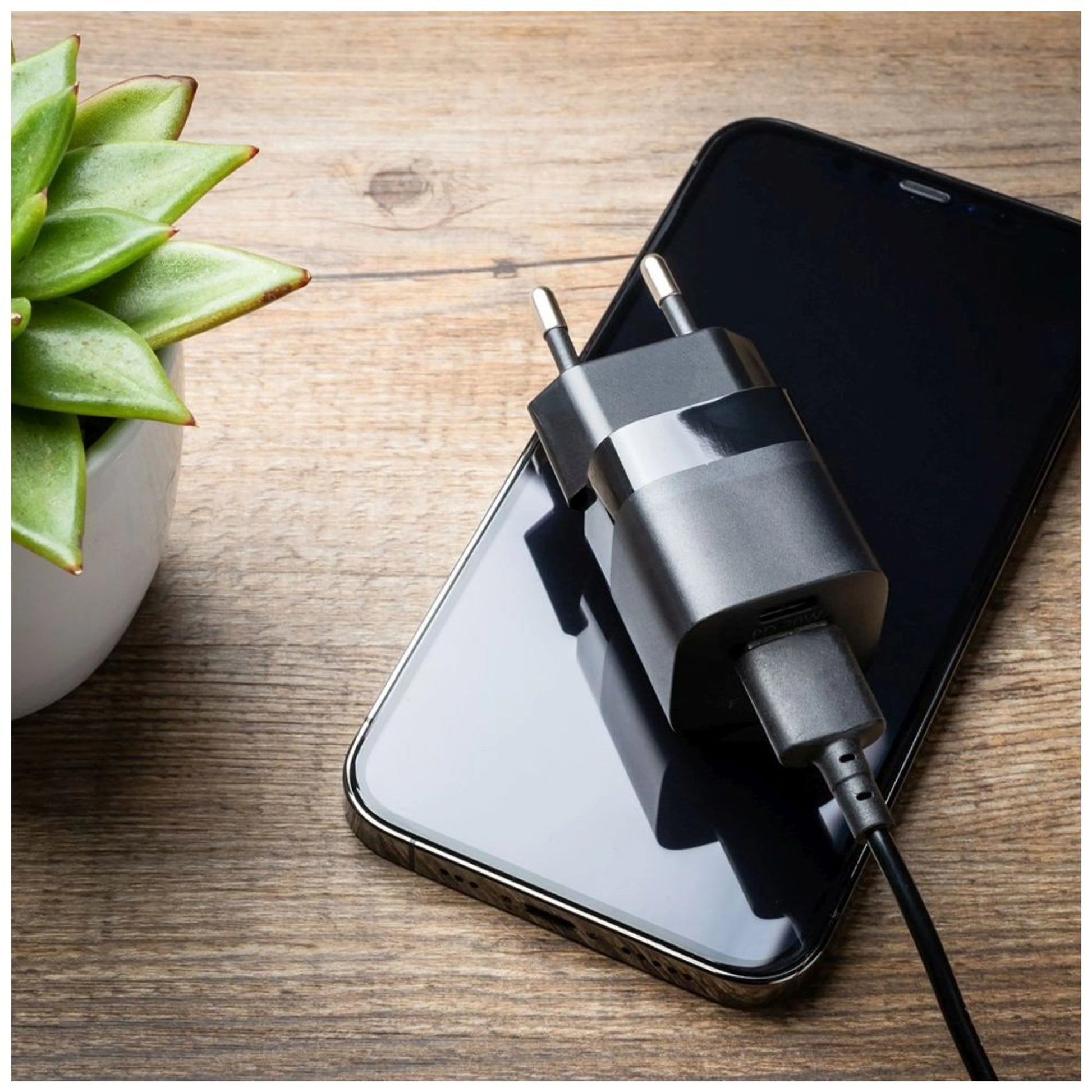 Síťová nabíječka FIXED Mini s USB-C a USB výstupem, podpora PD a QC 3.0, 20W, černá - FIXED