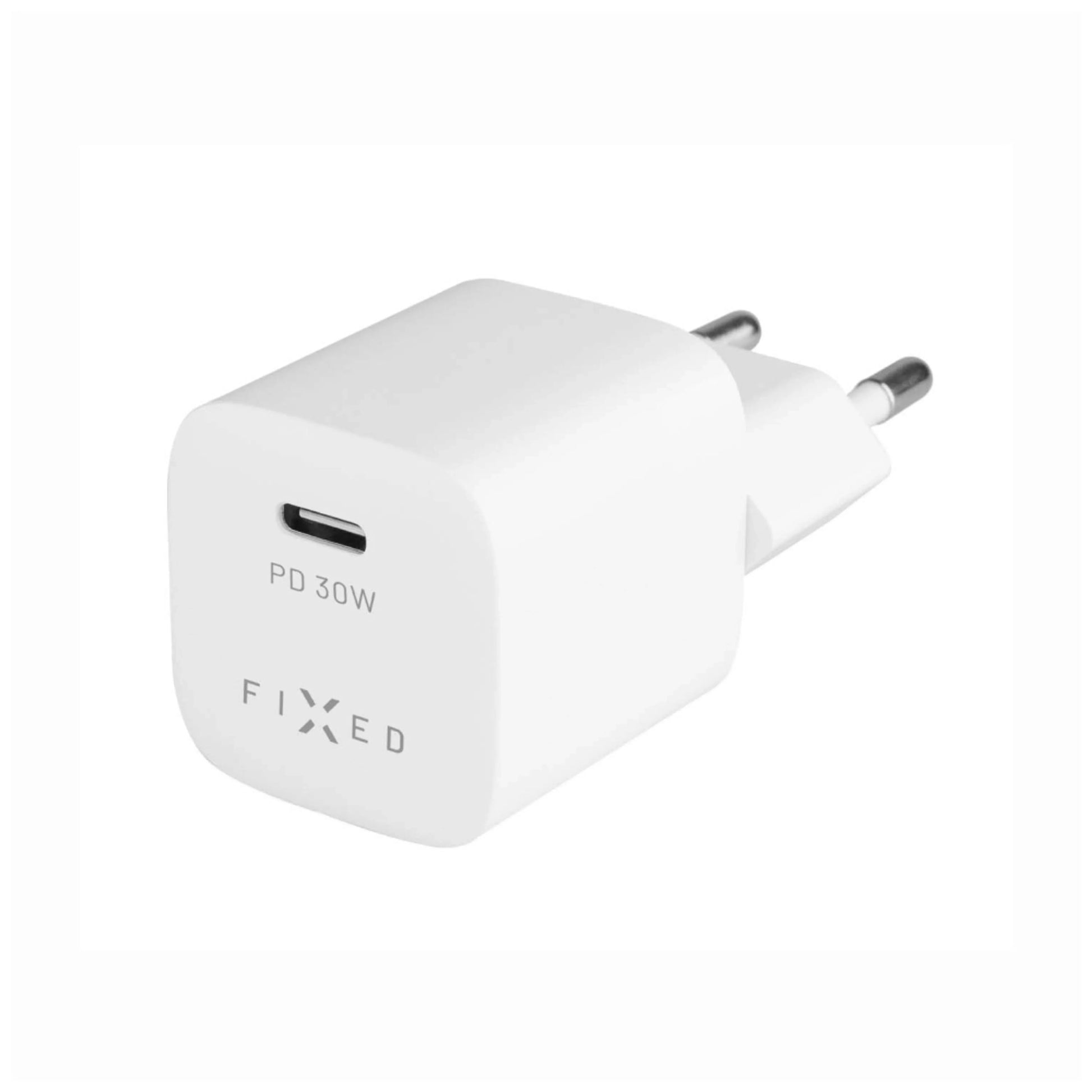 Set síťové nabíječky FIXED Mini s USB-C výstupem a USB-C/USB-C kabelu, podpora PD, 1 metr, 30W, bílý - FIXED