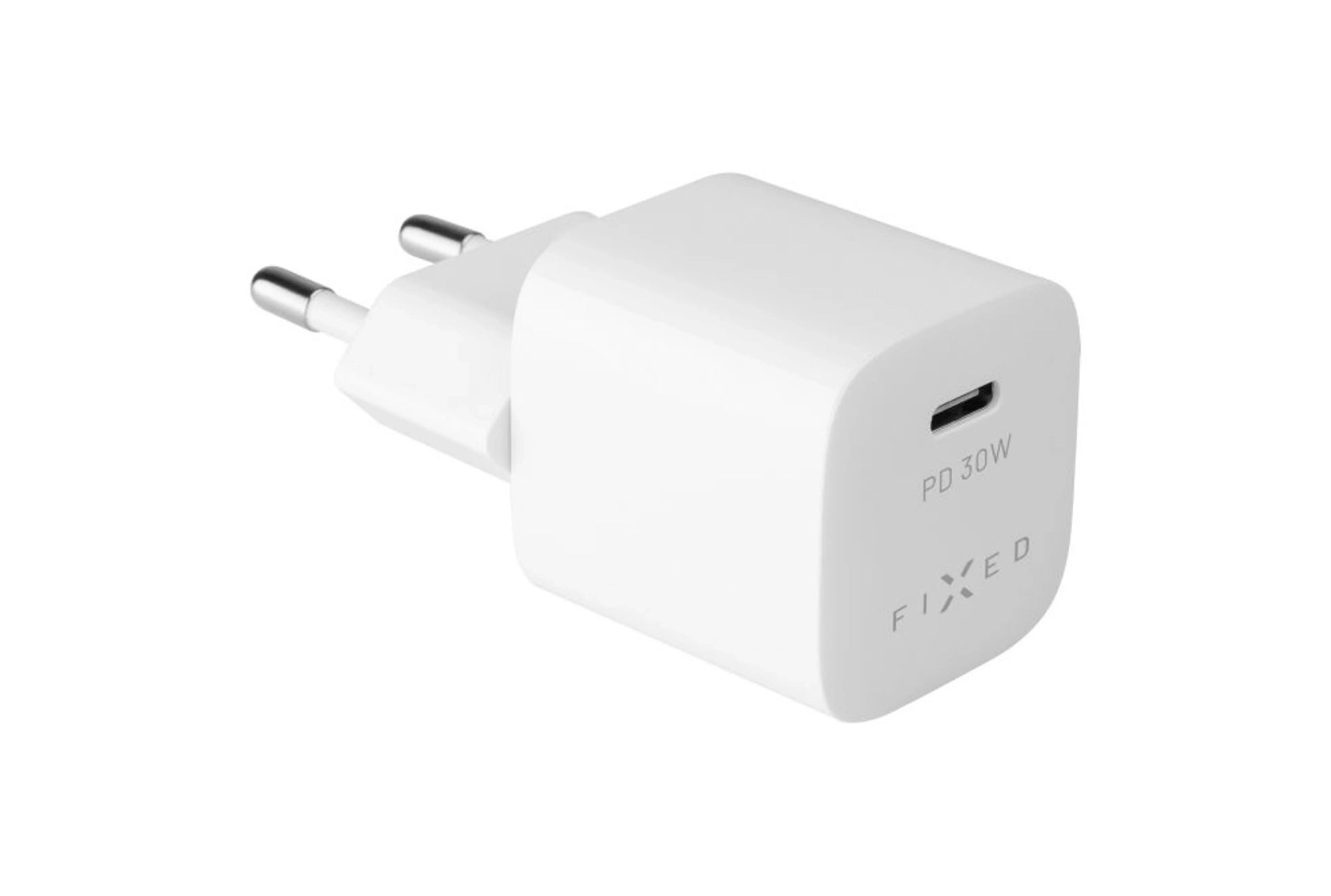 Set síťové nabíječky FIXED Mini s USB-C výstupem a USB-C/Lightning kabelu, podpora PD, 1.2 metr, MFI, 30W, bílý - FIXED