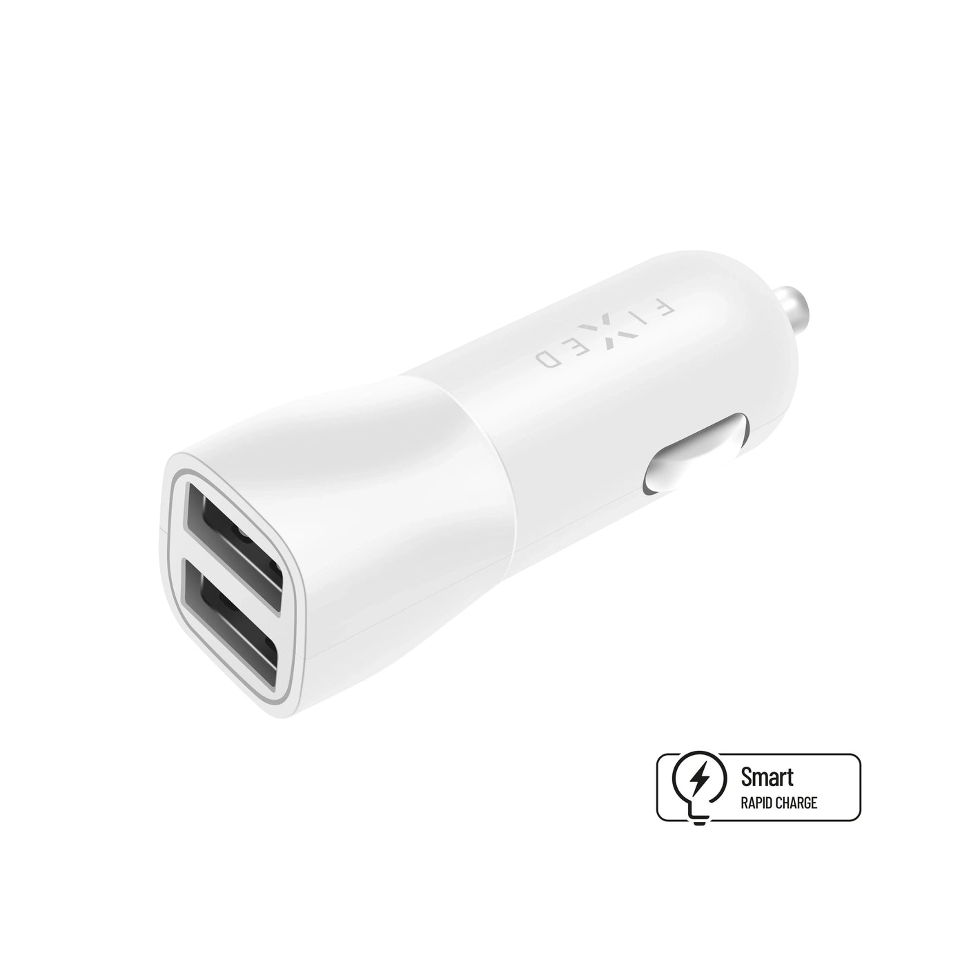 Autonabíječka FIXED s 2xUSB výstupem, 15W Smart Rapid Charge, bílá - FIXED