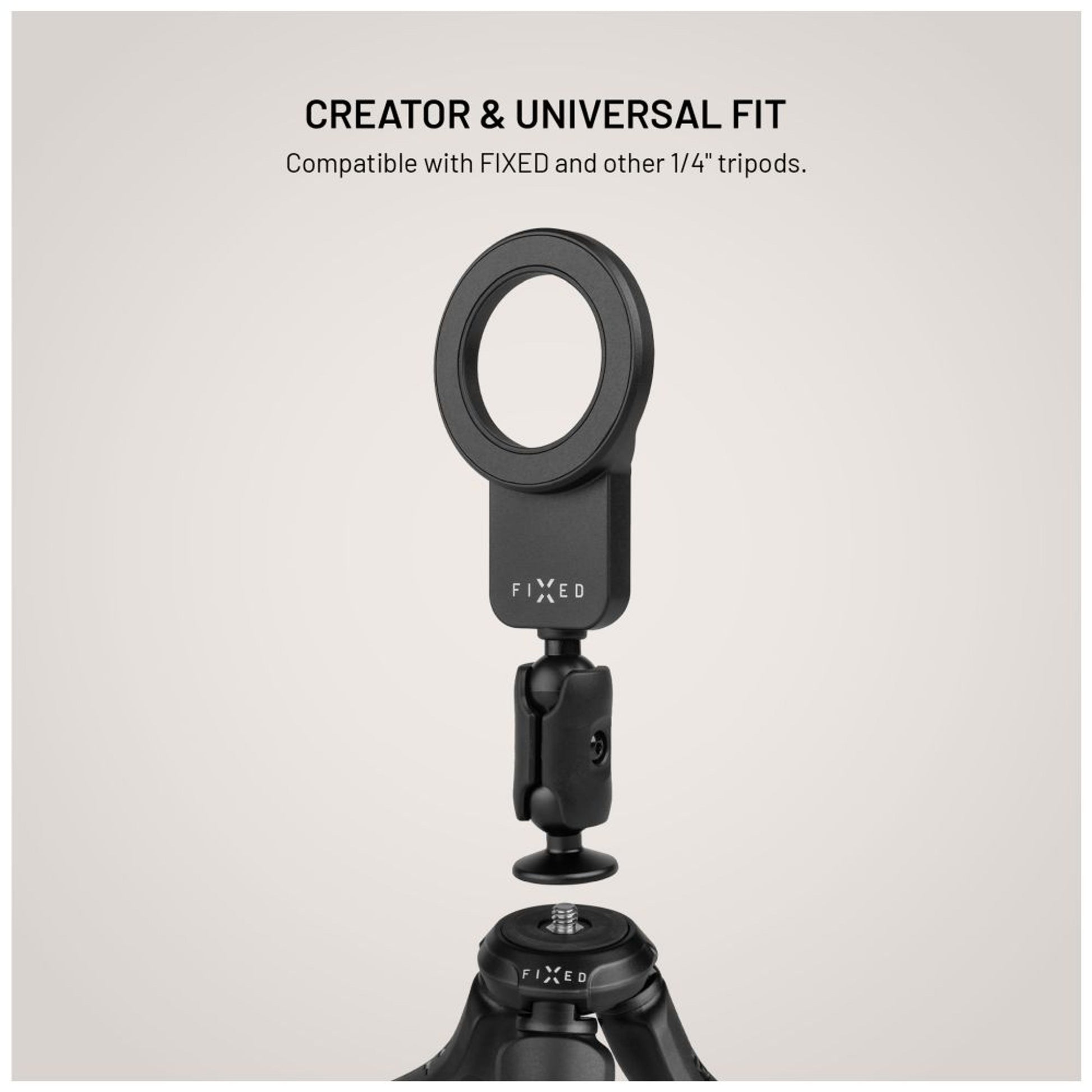 1/4" Magnetický Držák na telefon FIXED, s podporou MagSafe, 1/4" závit, černý - FIXED