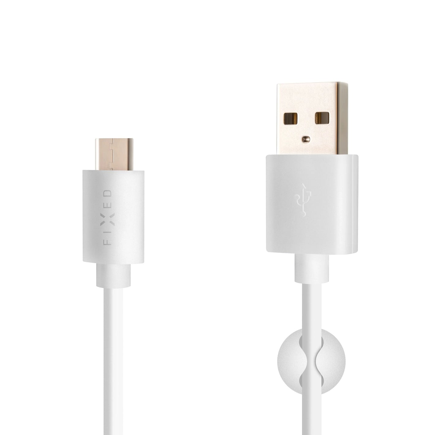 Dlouhý datový a nabíjecí kabel FIXED s konektory USB/USB-C, USB 2.0, 2 metry, bílý - FIXED