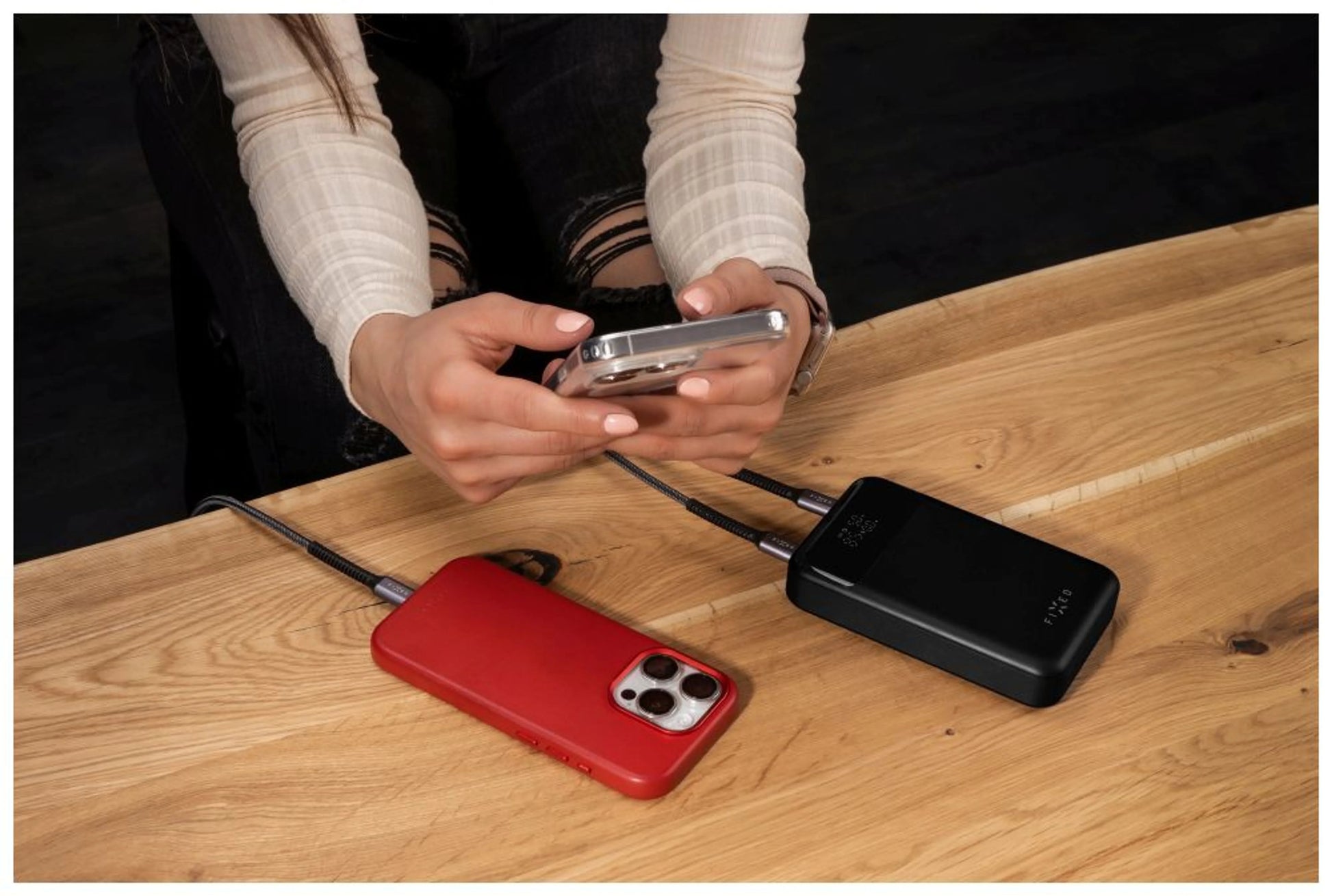 Dlouhý nabíjecí a datový odolný kabel FIXED Armor s konektory USB-C/USB-C a podporou PD, 2m, USB 2.0, 240W, šedý - FIXED