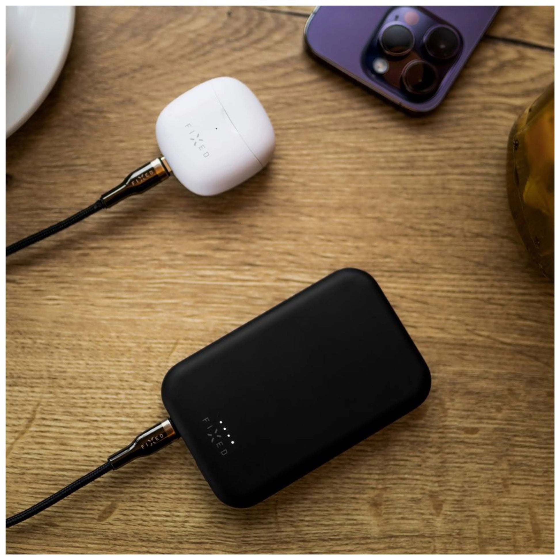 Dlouhý nabíjecí a datový opletený kabel FIXED s konektory USB-C/USB-C a podporou PD, 2m, USB 2.0, 100W, černý - FIXED