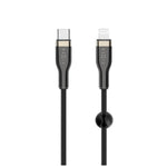 Krátký nabíjecí a datový opletený kabel FIXED s konektory USB-C/Lightning a podporou PD, 0.5m, MFI, černý - FIXED