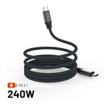 Magnetický nabíjecí a datový opletený kabel FIXED s konektory USB-C/USB-C a podporou PD, 1.2m, USB 2.0, 240W, šedý - FIXED
