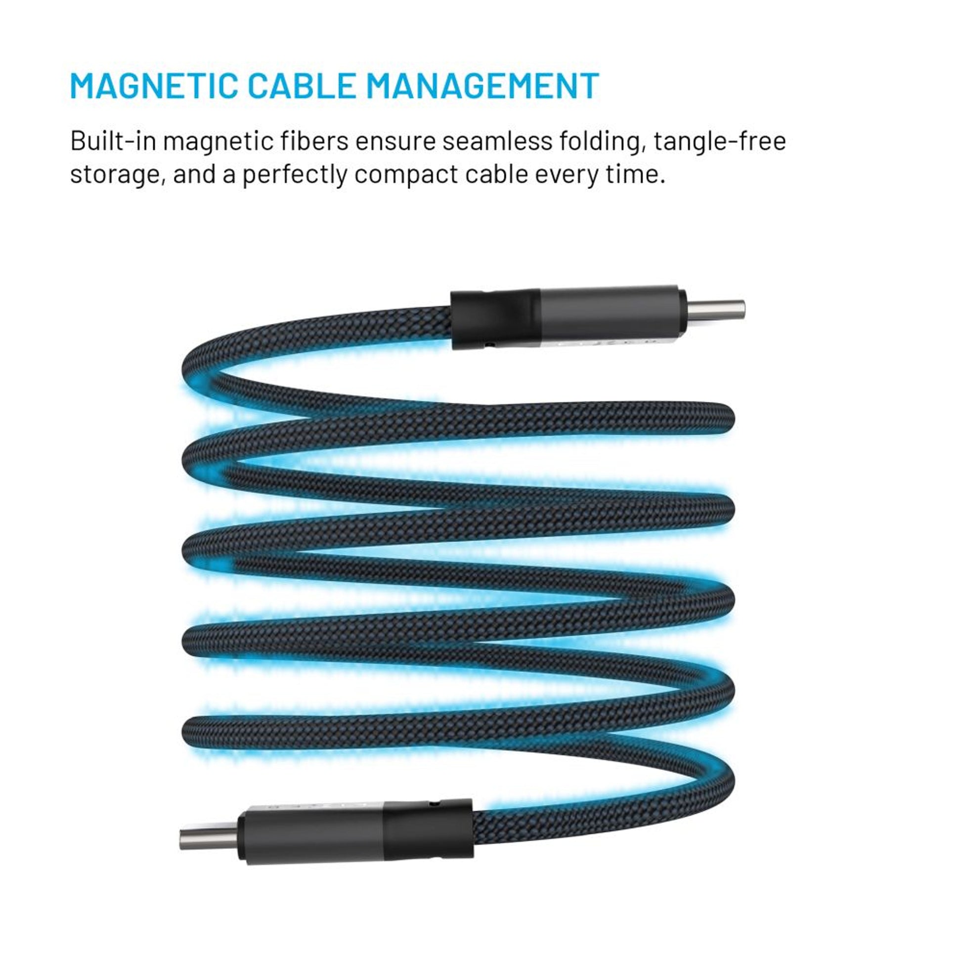 Dlouhý magnetický nabíjecí a datový opletený kabel FIXED s konektory USB-C/USB-C a podporou PD, 2m, USB 2.0, 240W, šedý - FIXED