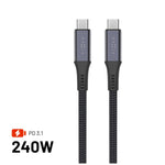 Nabíjecí a datový opletený kabel FIXED s konektory USB-C/USB-C, PD 3.1, 1.2 m, USB4gen2 20Gbps, 4K60Hz, 240W, šedý - FIXED