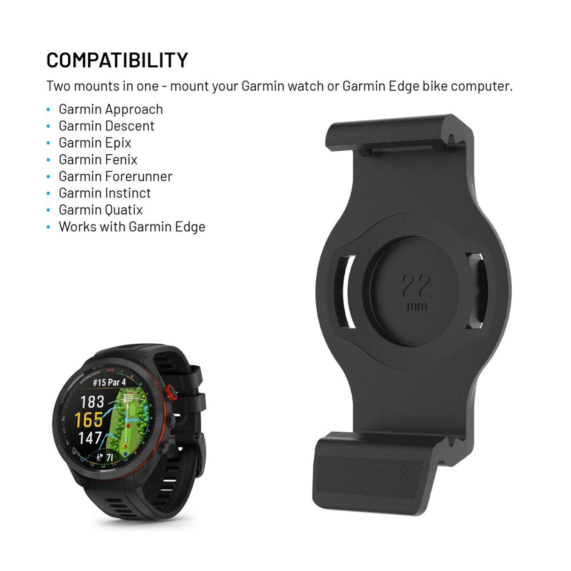 Držák chytrých hodinek na kolo FIXED Dock for Garmin 22mm, černý - FIXED