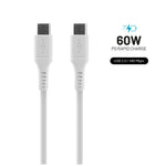 Nabíjecí a datový Liquid silicone kabel FIXED s konektory USB-C/USB-C a podporou PD, 1.2m, USB 2.0, 60W, bílý - FIXED