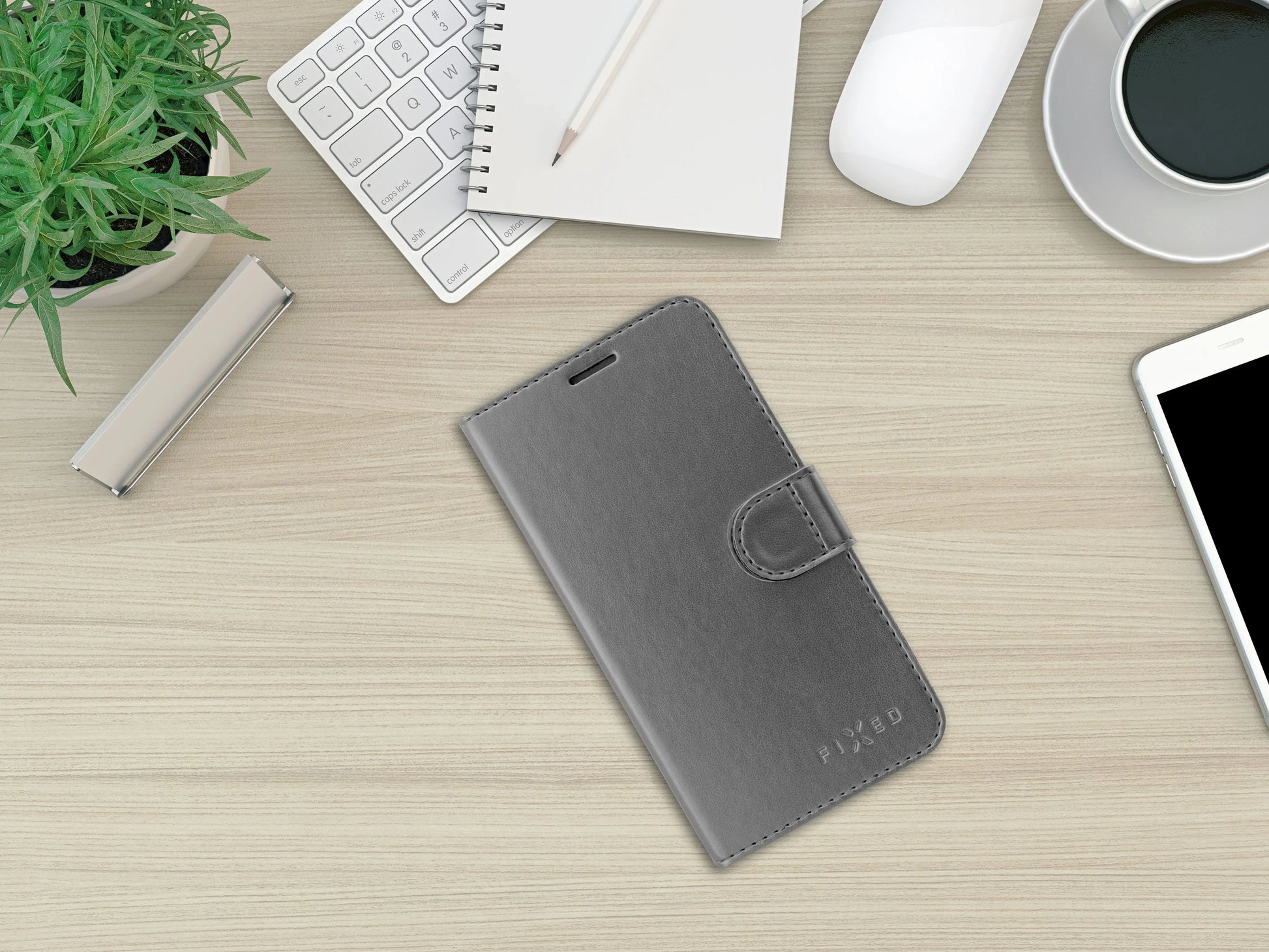 Pouzdro typu kniha FIXED FIT Shine pro Apple iPhone 13 Pro Max, antracitové - FIXED