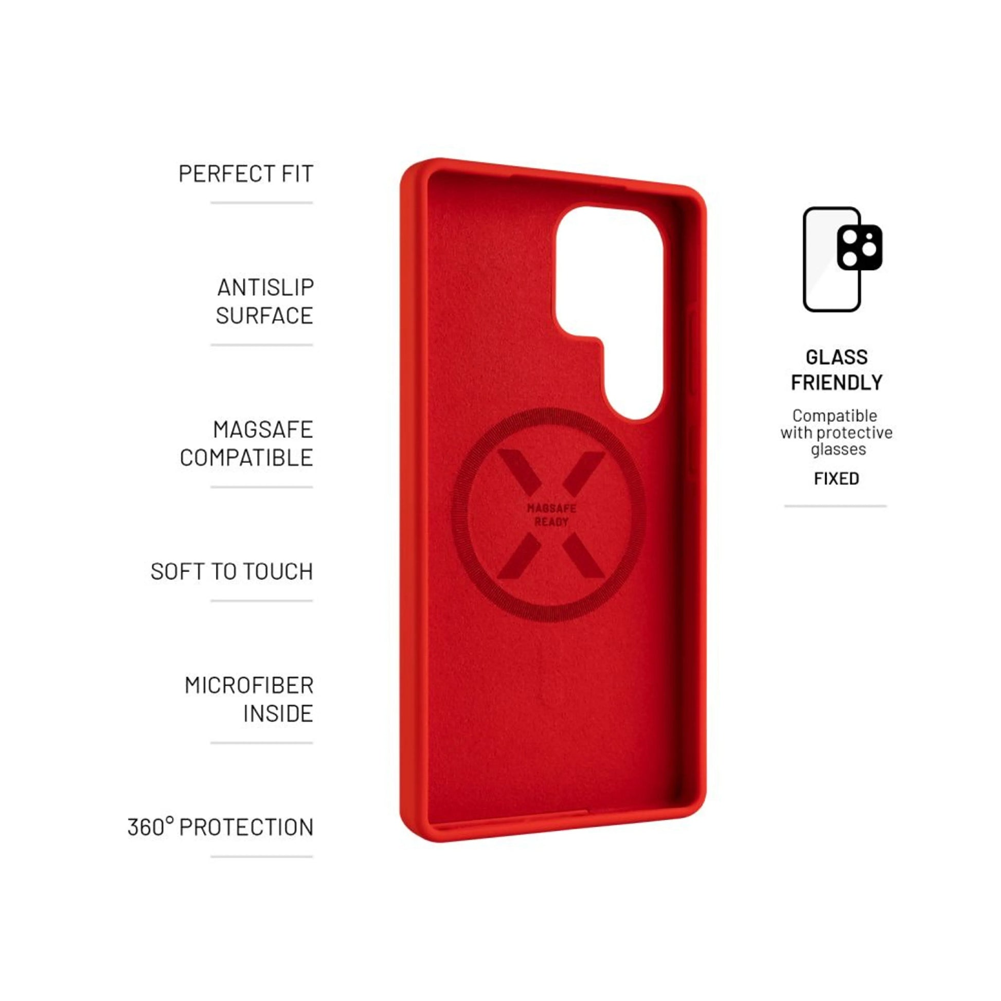 Zadní kryt FIXED MagFlow s podporou MagSafe pro Samsung Galaxy S25 Ultra, červený - FIXED