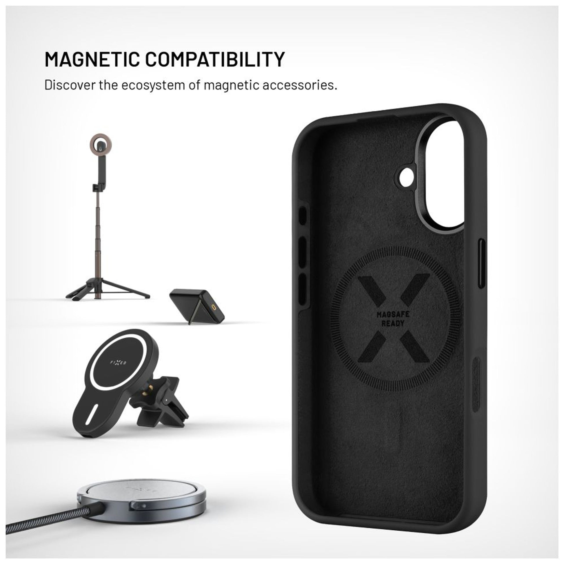 Zadní kryt FIXED MagFlow s podporou MagSafe pro Apple iPhone 17, černý - FIXED