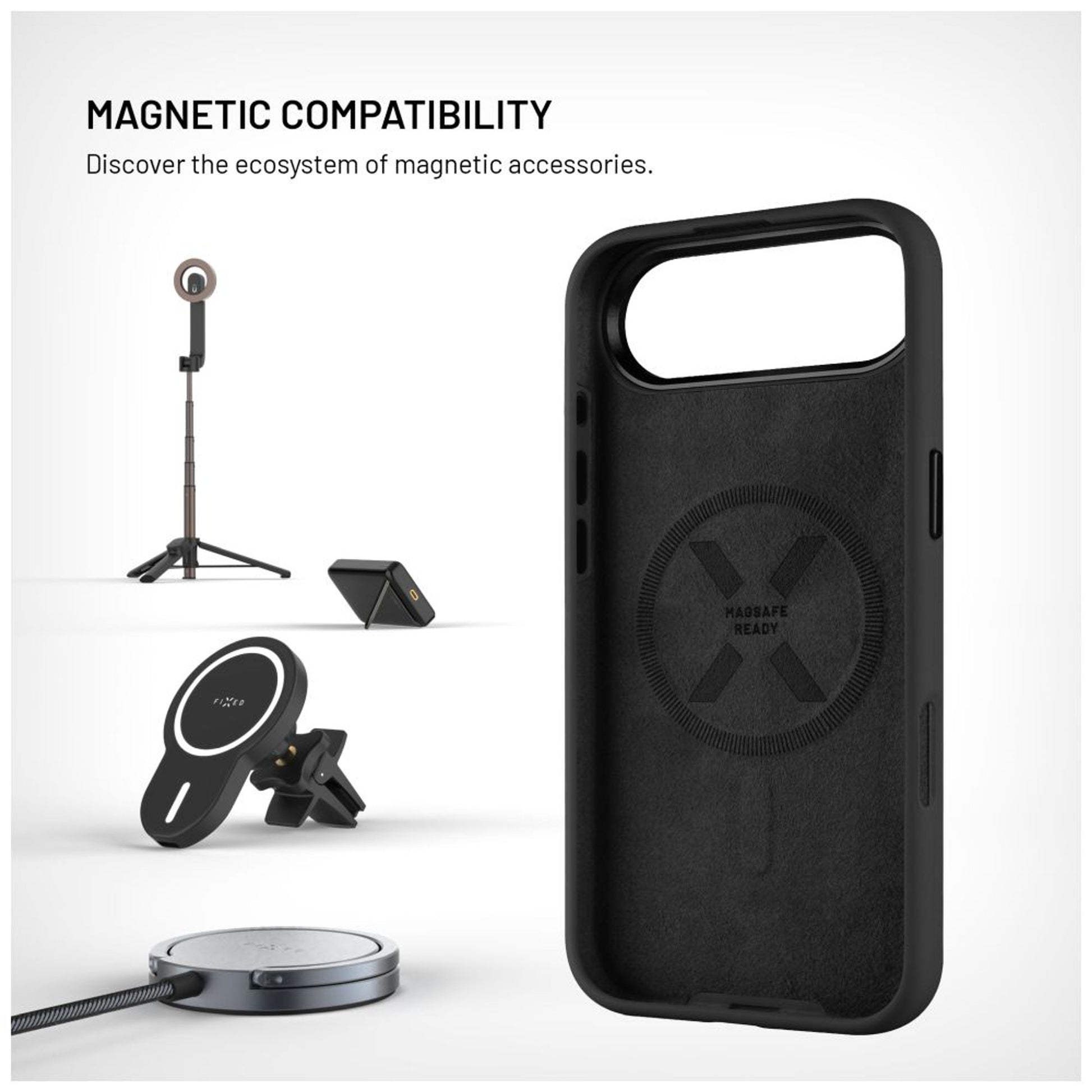 Zadní kryt FIXED MagFlow s podporou MagSafe pro Apple iPhone 17 Air, černý - FIXED