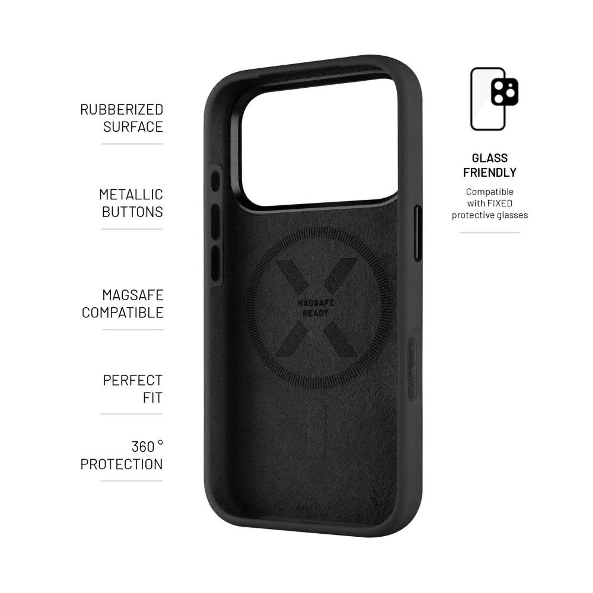 Zadní kryt FIXED MagFlow s podporou MagSafe pro Apple iPhone 17 Pro, černý - FIXED