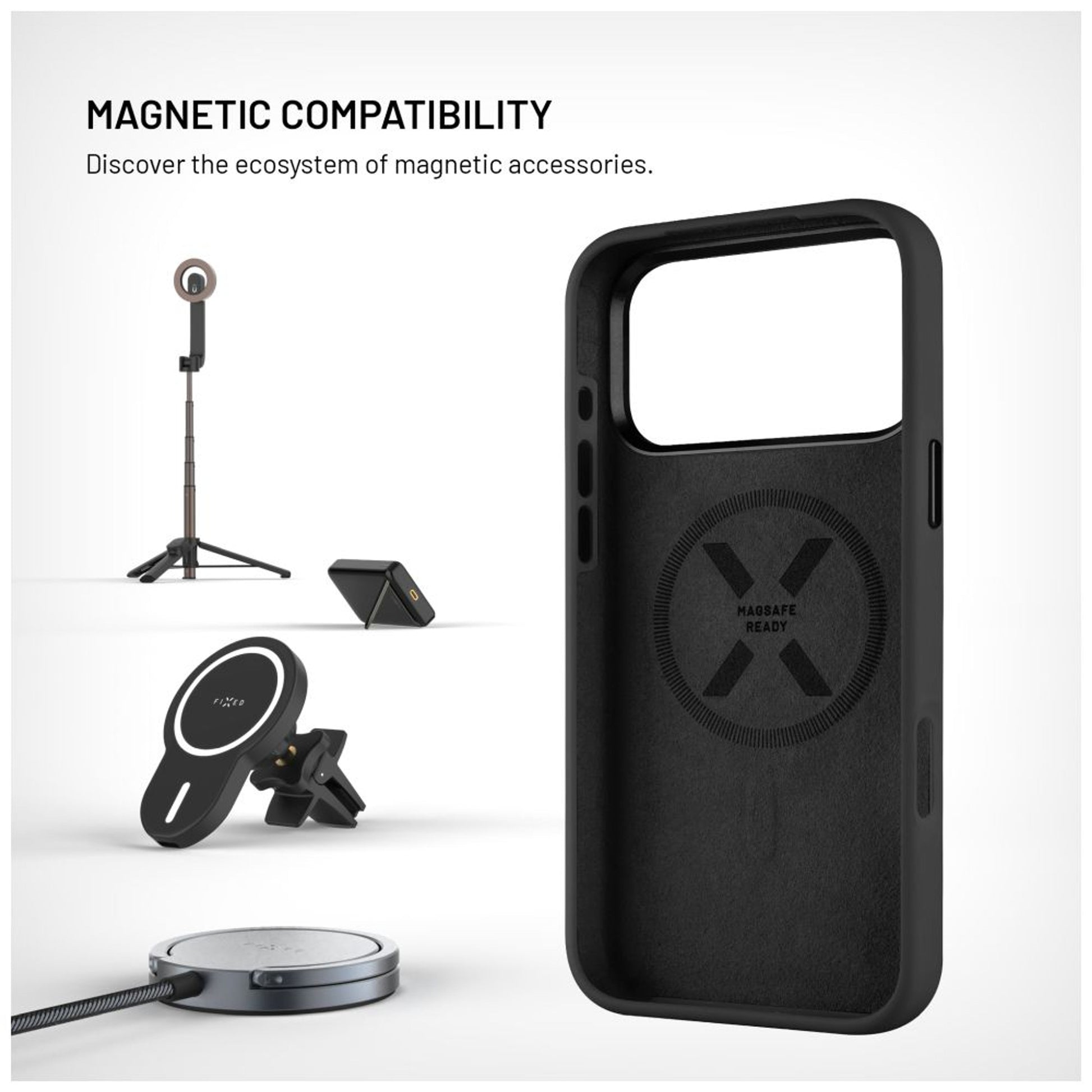 Zadní kryt FIXED MagFlow s podporou MagSafe pro Apple iPhone 17 Pro Max, černý - FIXED