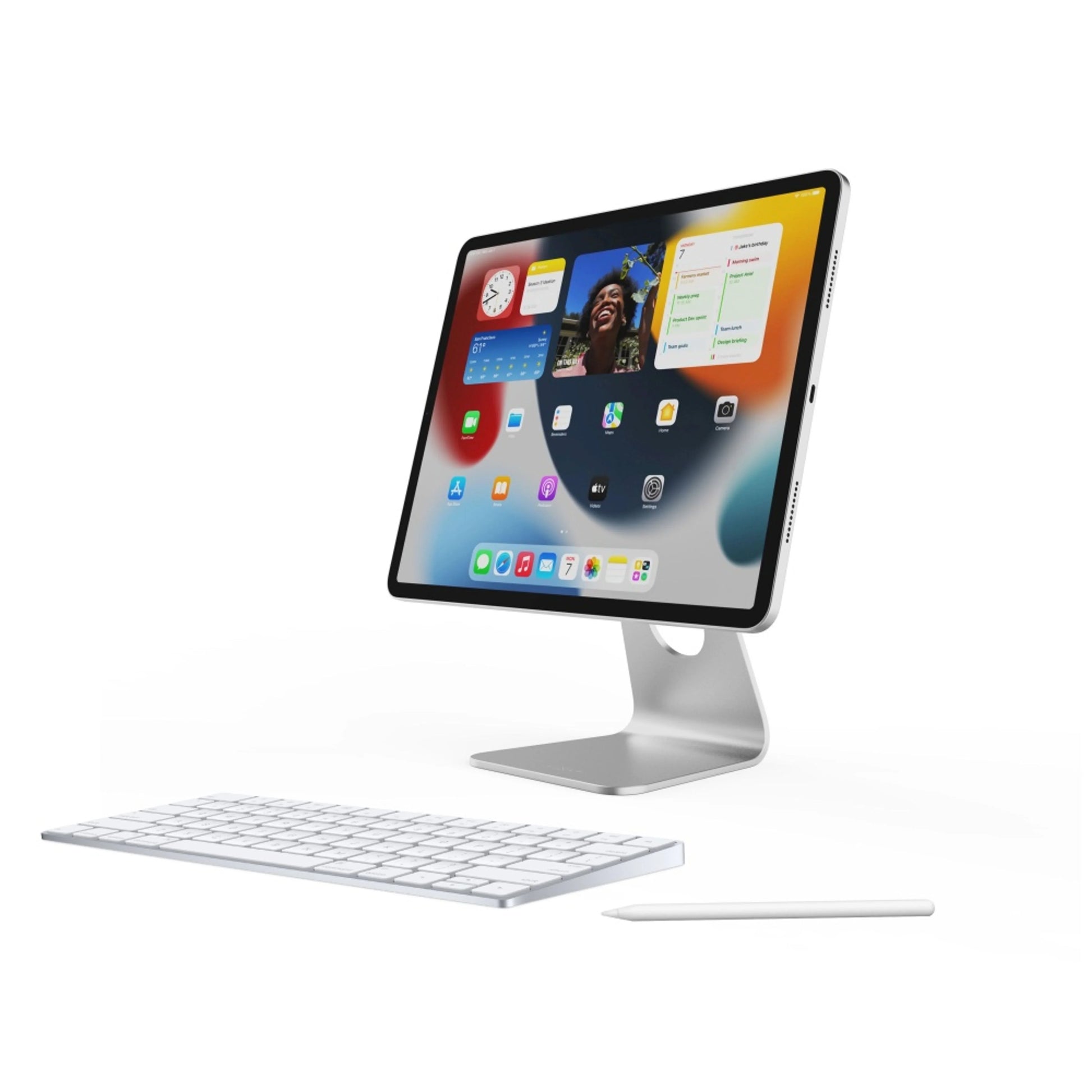 Hliníkový magnetický stojánek FIXED Frame pro Apple iPad Pro 12.9" (2018-2022) a iPad Air 13" (M2), stříbrný - FIXED