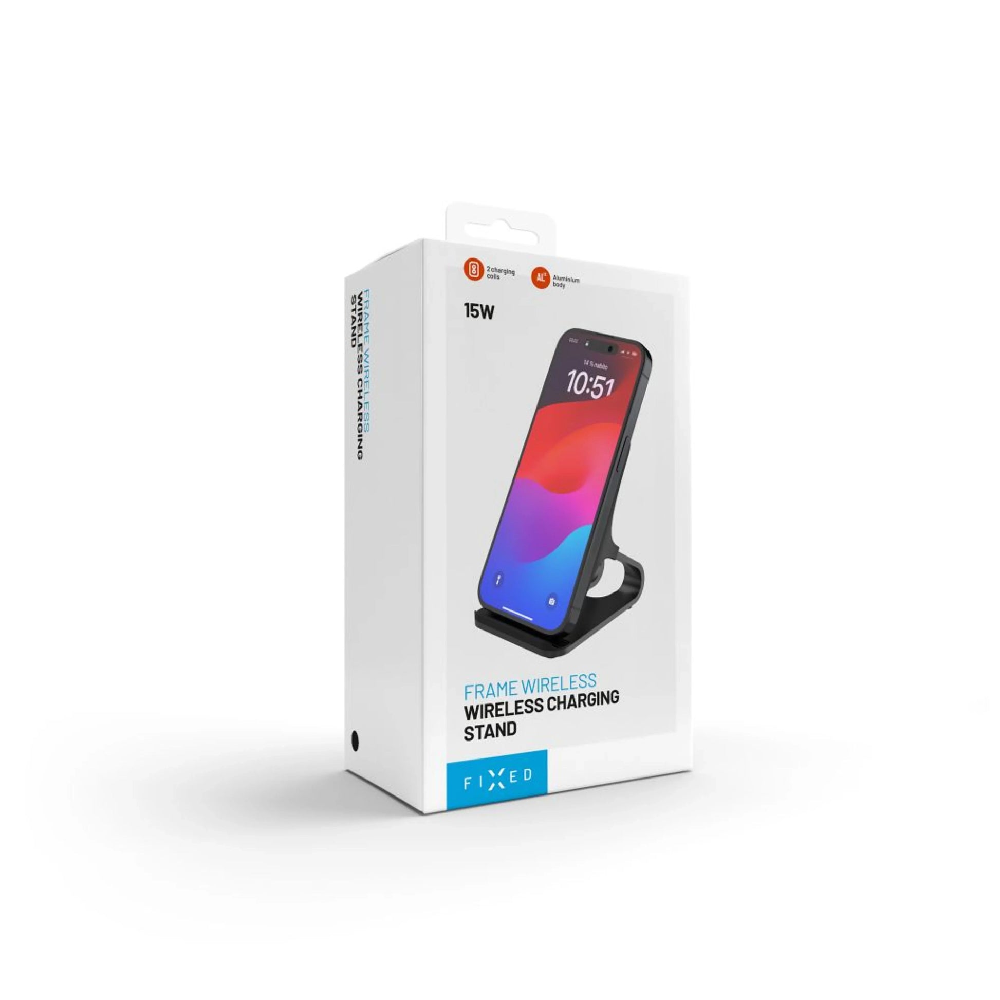 Stojánek s rychlým bezdrátovým nabíjením FIXED Frame Wireless, 15W, černý - FIXED