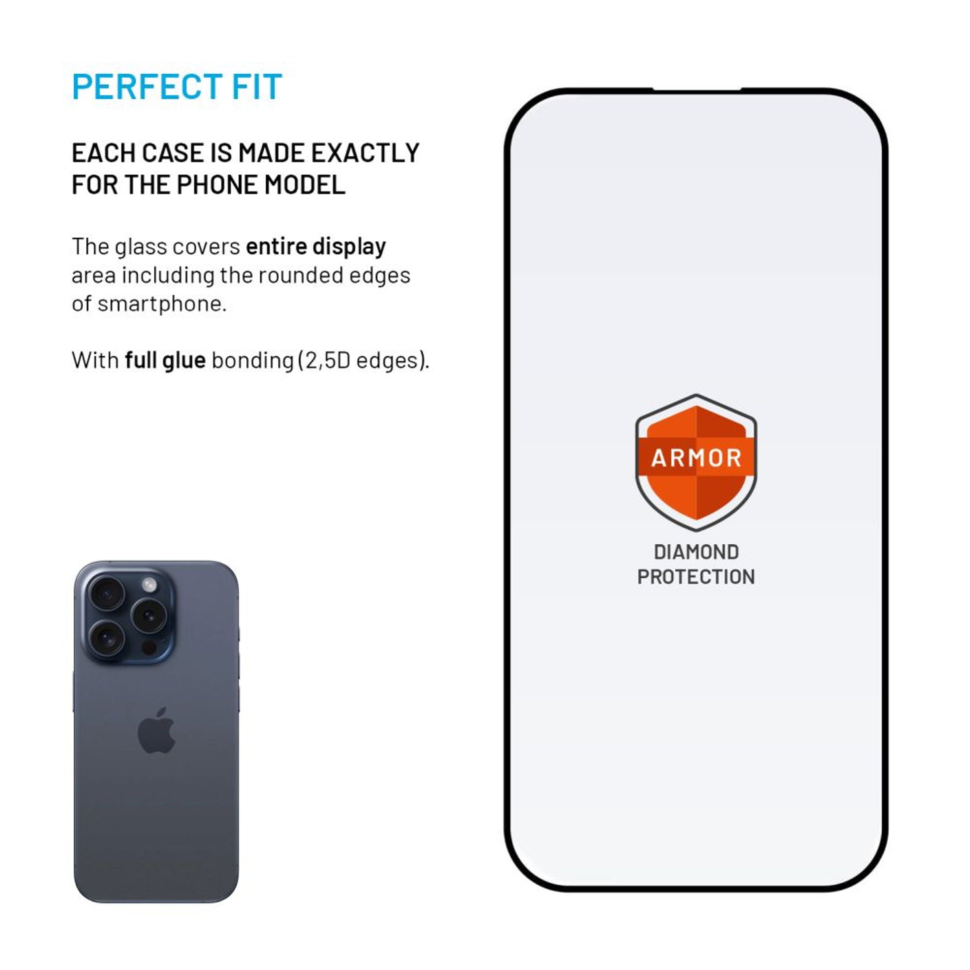 Ultra odolné tvrzené sklo FIXED Armor s Anti-dust aplikátorem a AR vrstvou pro Apple iPhone 15 Pro, černé - FIXED