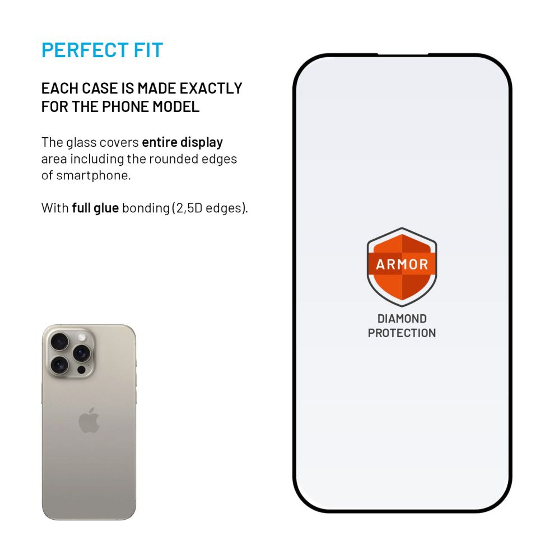 Ultra odolné tvrzené sklo FIXED Armor s Anti-dust aplikátorem a AR vrstvou pro Apple iPhone 15 Pro Max, černé - FIXED