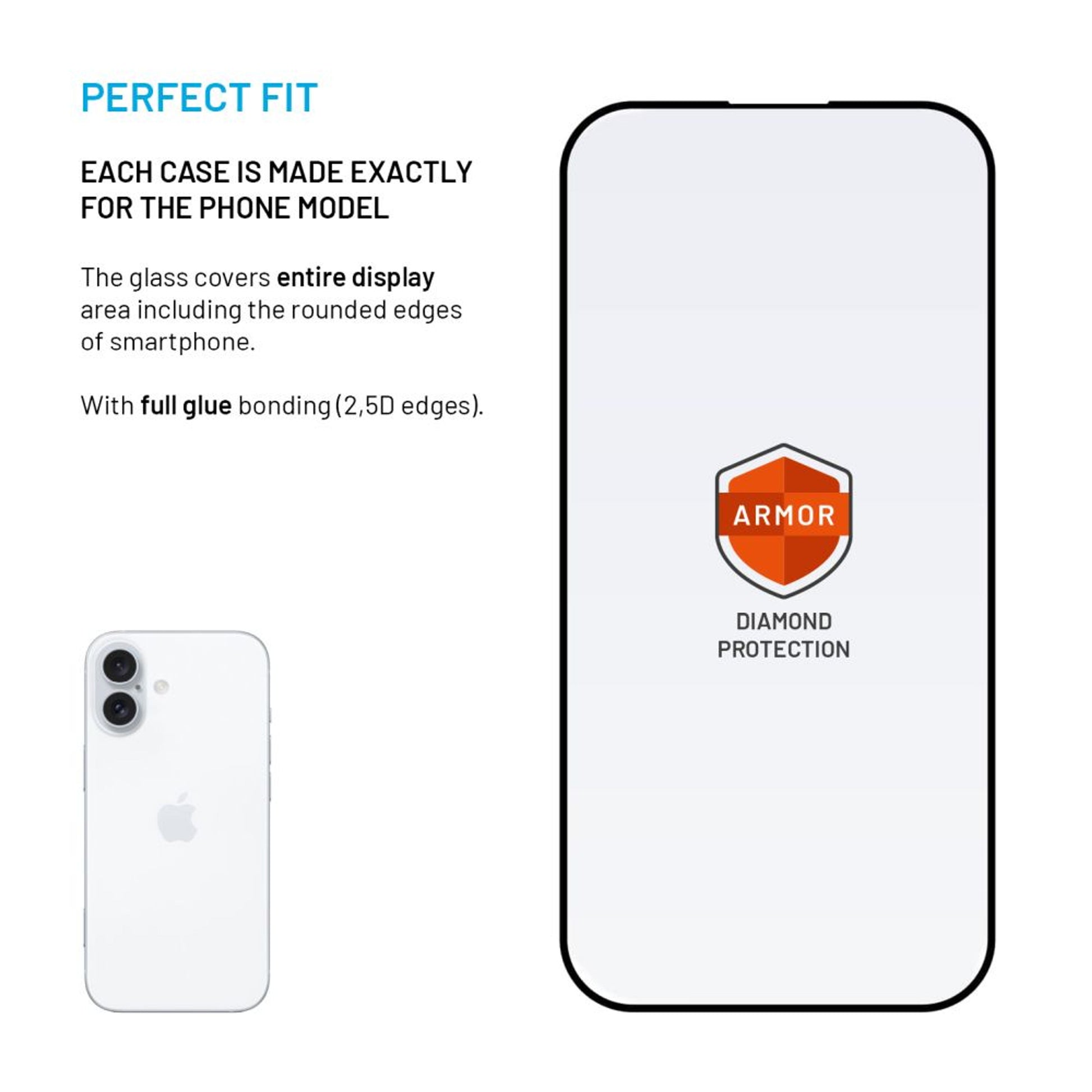 Ultra odolné tvrzené sklo FIXED Armor s Anti-dust aplikátorem a AR vrstvou pro Apple iPhone 15/iPhone 16, černé - FIXED
