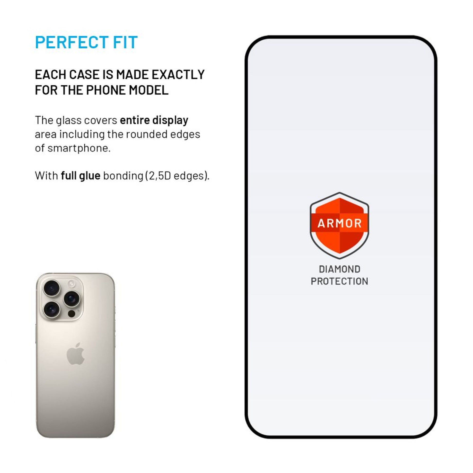 Ultra odolné tvrzené sklo FIXED Armor s Anti-dust aplikátorem a AR vrstvou pro Apple iPhone 16 Pro, černé - FIXED