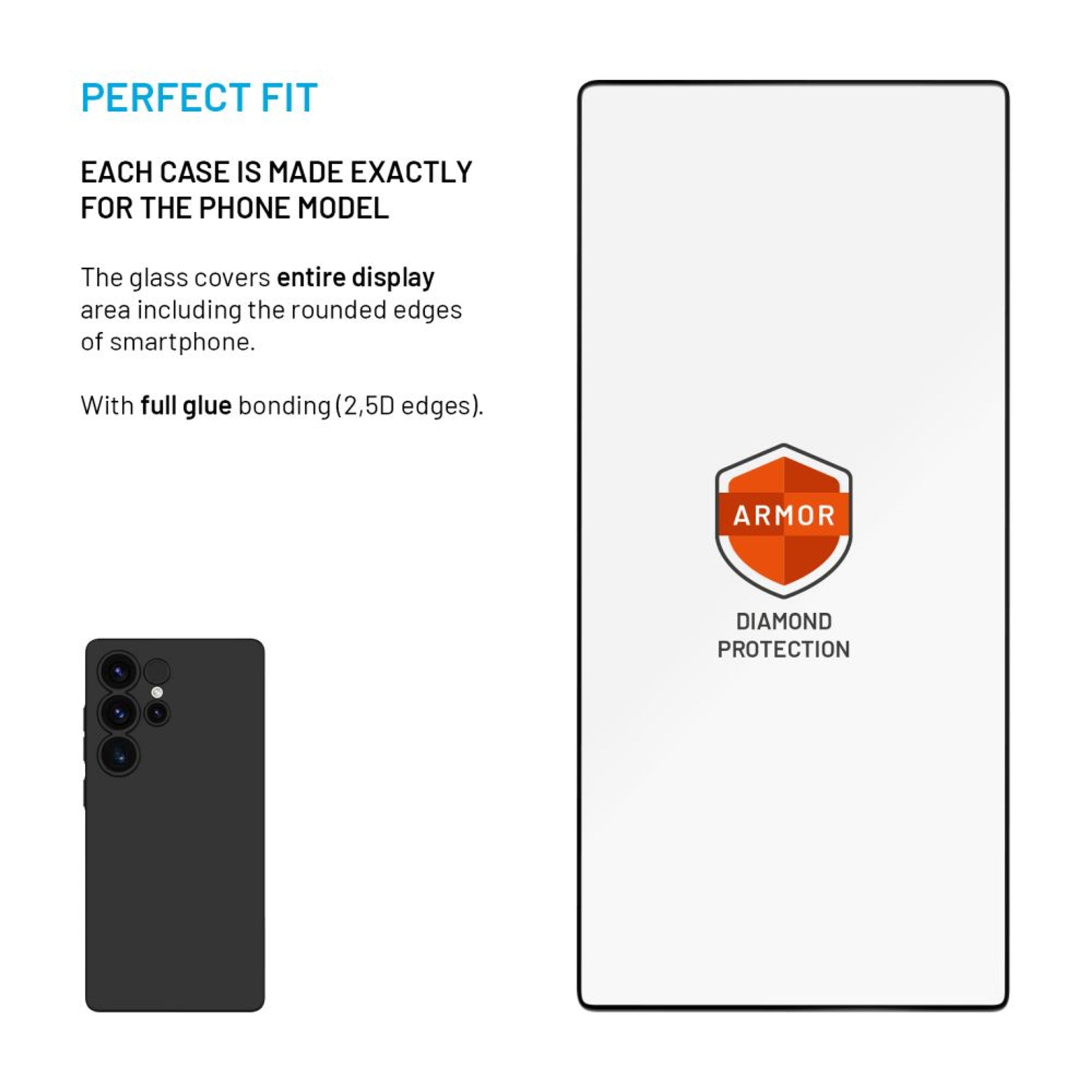 Ultra odolné tvrzené sklo FIXED Armor s Anti-dust aplikátorem a AR vrstvou pro Samsung Galaxy S25 Ultra, černé - FIXED