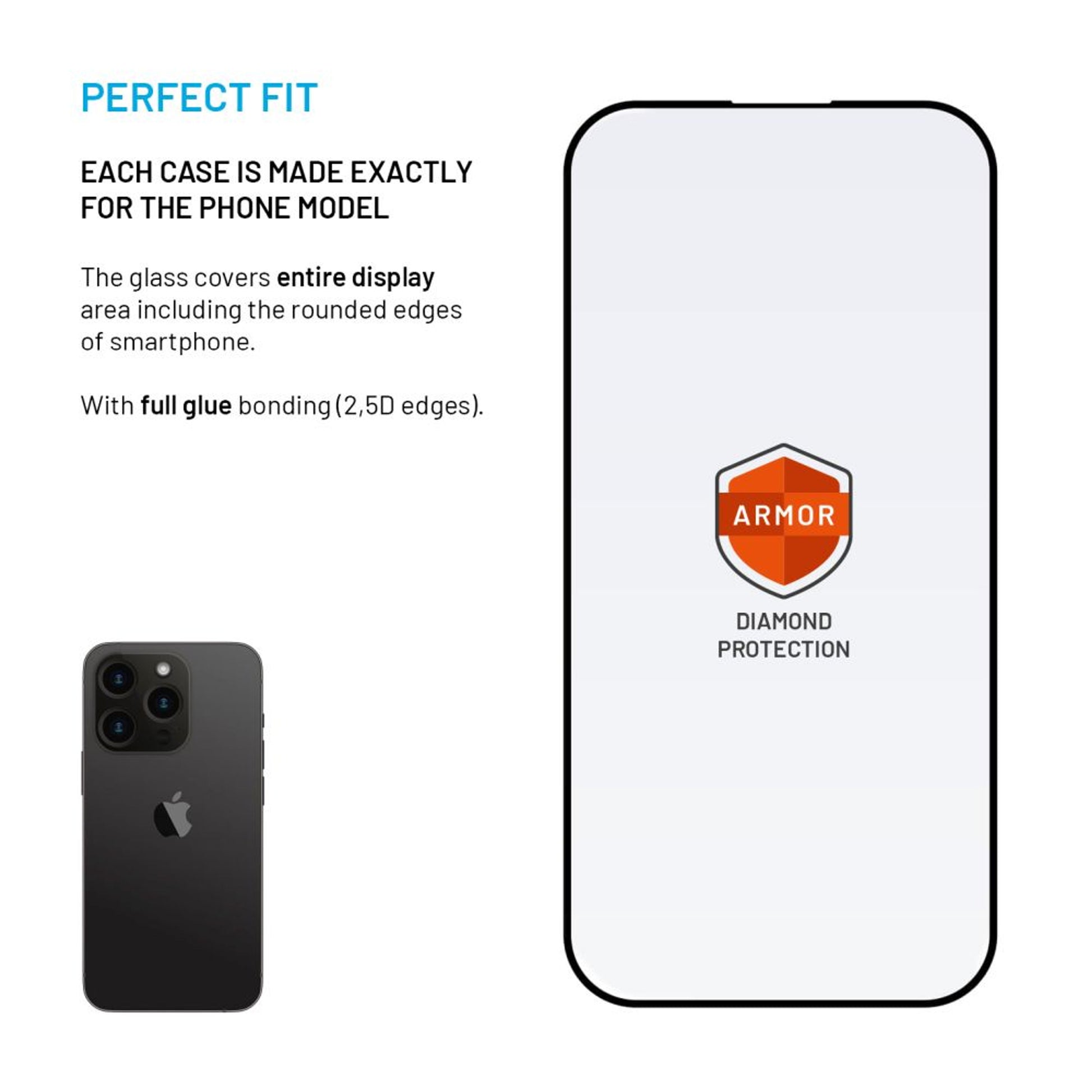 Ultra odolné tvrzené sklo FIXED Armor s Anti-dust aplikátorem a AR vrstvou pro Apple iPhone 14 Pro, černé - FIXED