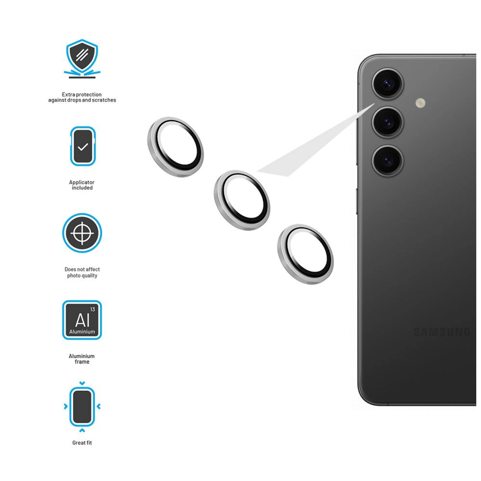 Szkła ochronne do obiektywów aparatów FIXED Camera Glass do Samsung Galaxy A55 5G, srebrne - FIXED