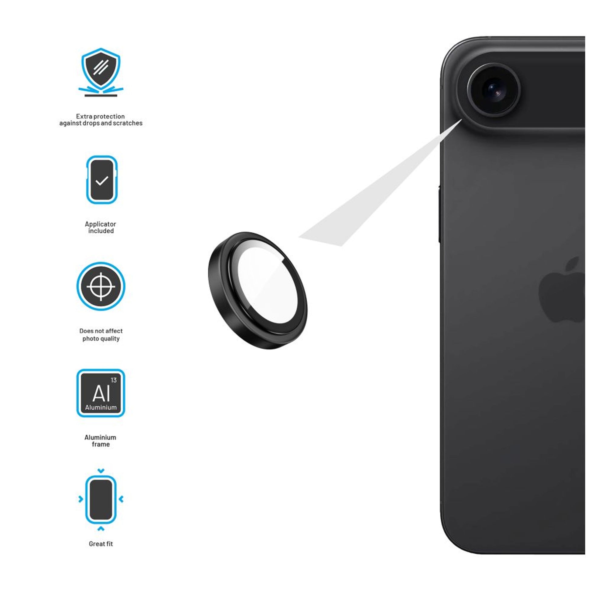 Szkła ochronne do obiektywów aparatów FIXED Armor Camera Glass do Apple iPhone 17 Air, czarne - FIXED