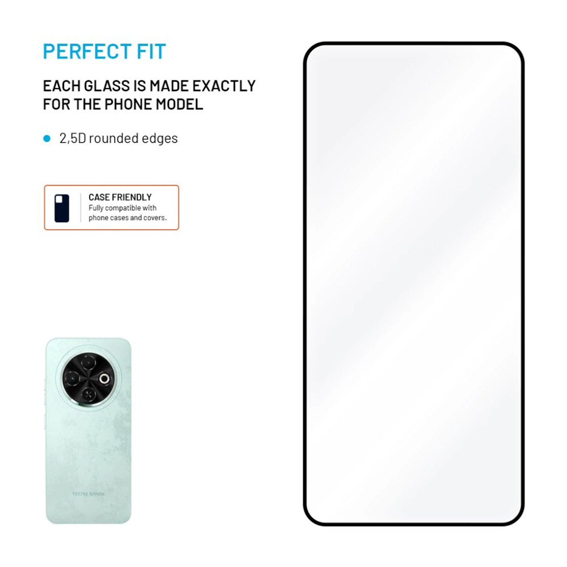 Ochranné tvrzené sklo FIXED Full-Cover pro Tecno Spark 30C, černé - FIXED