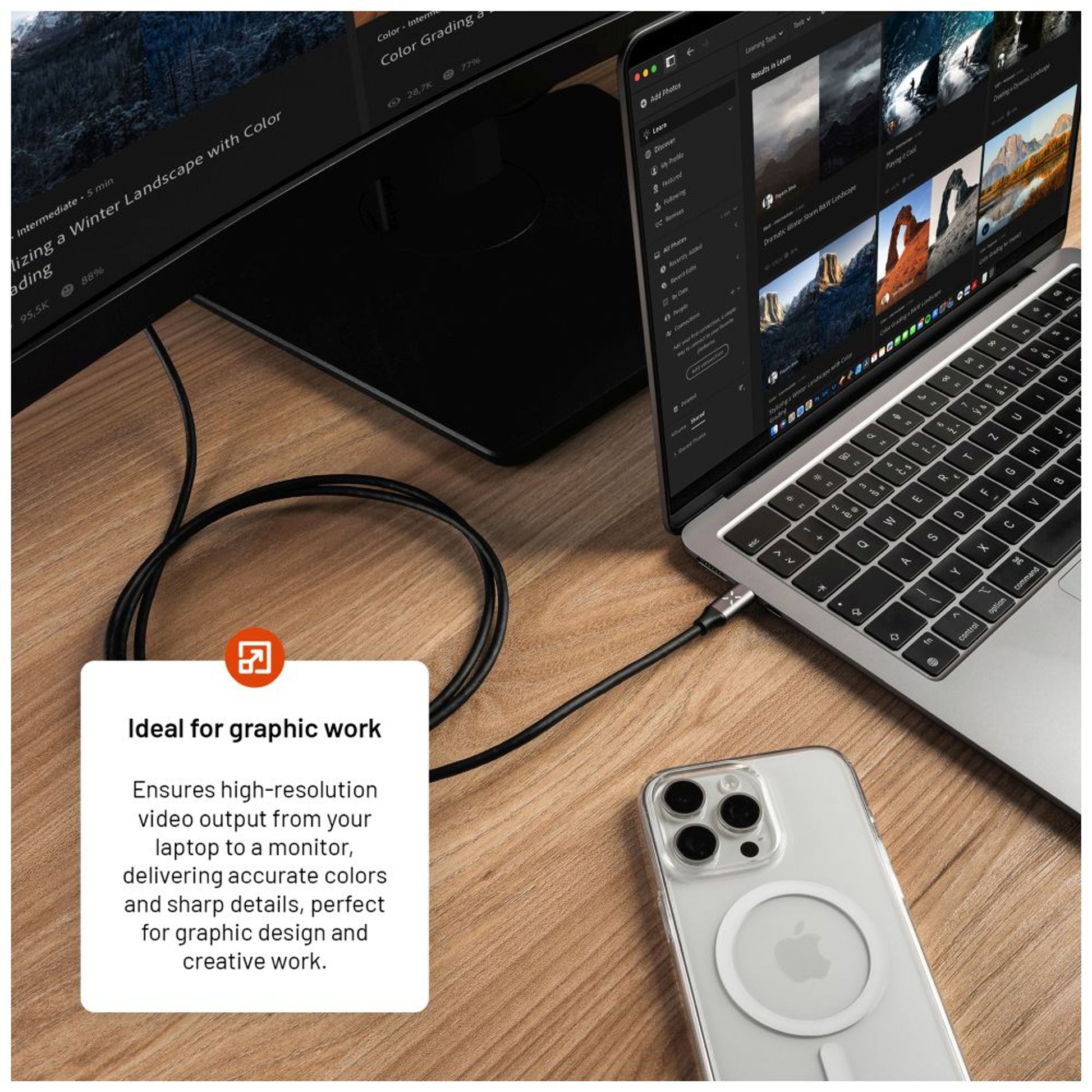 Video kabel FIXED s konektory USB-C/HDMI, USB-C 3.1 Gen 2 18Gbps, HDMI 2.0 4K60Hz, 2m, šedý - FIXED