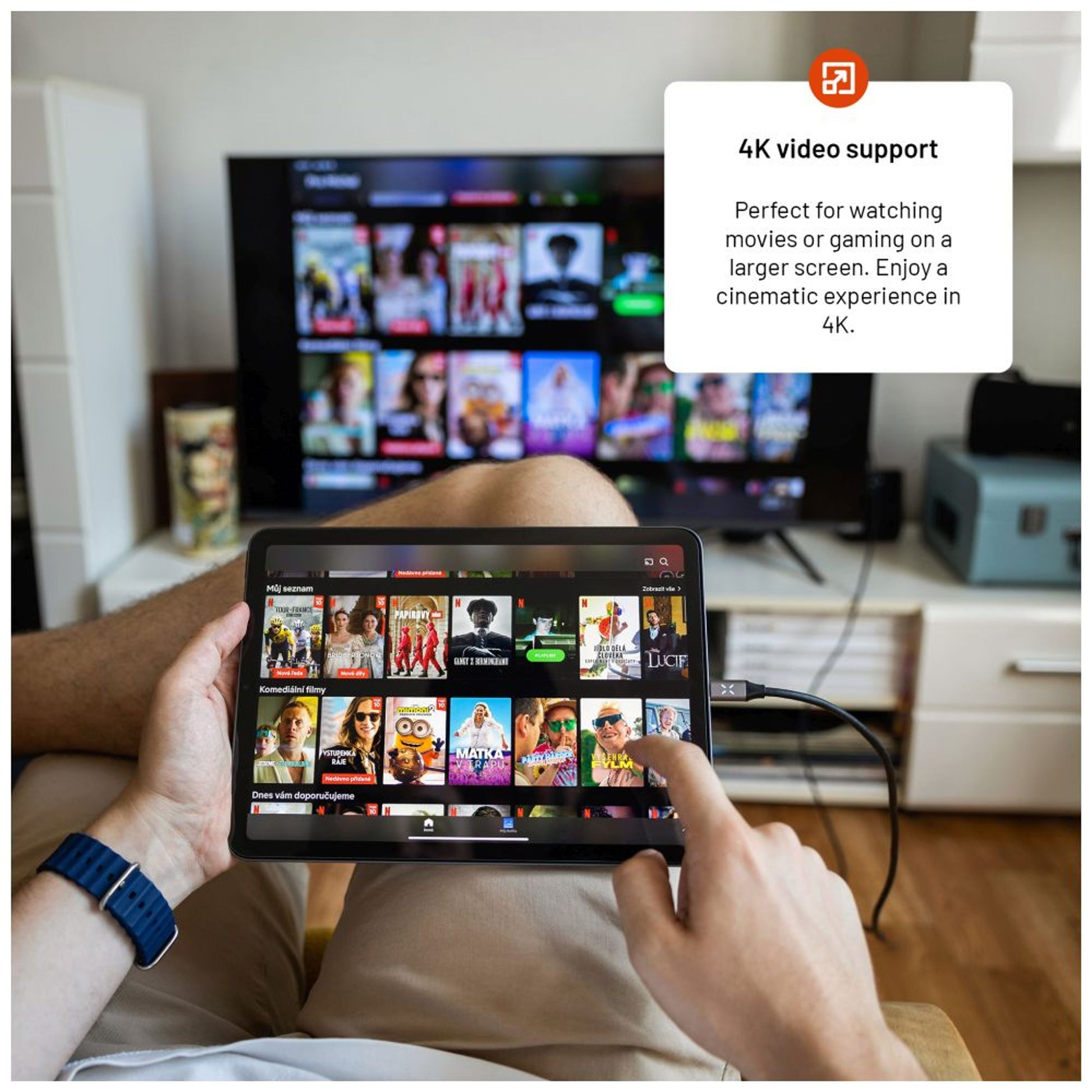 Video kabel FIXED s konektory USB-C/HDMI, USB-C 3.1 Gen 2 18Gbps, HDMI 2.0 4K60Hz, 2m, šedý - FIXED