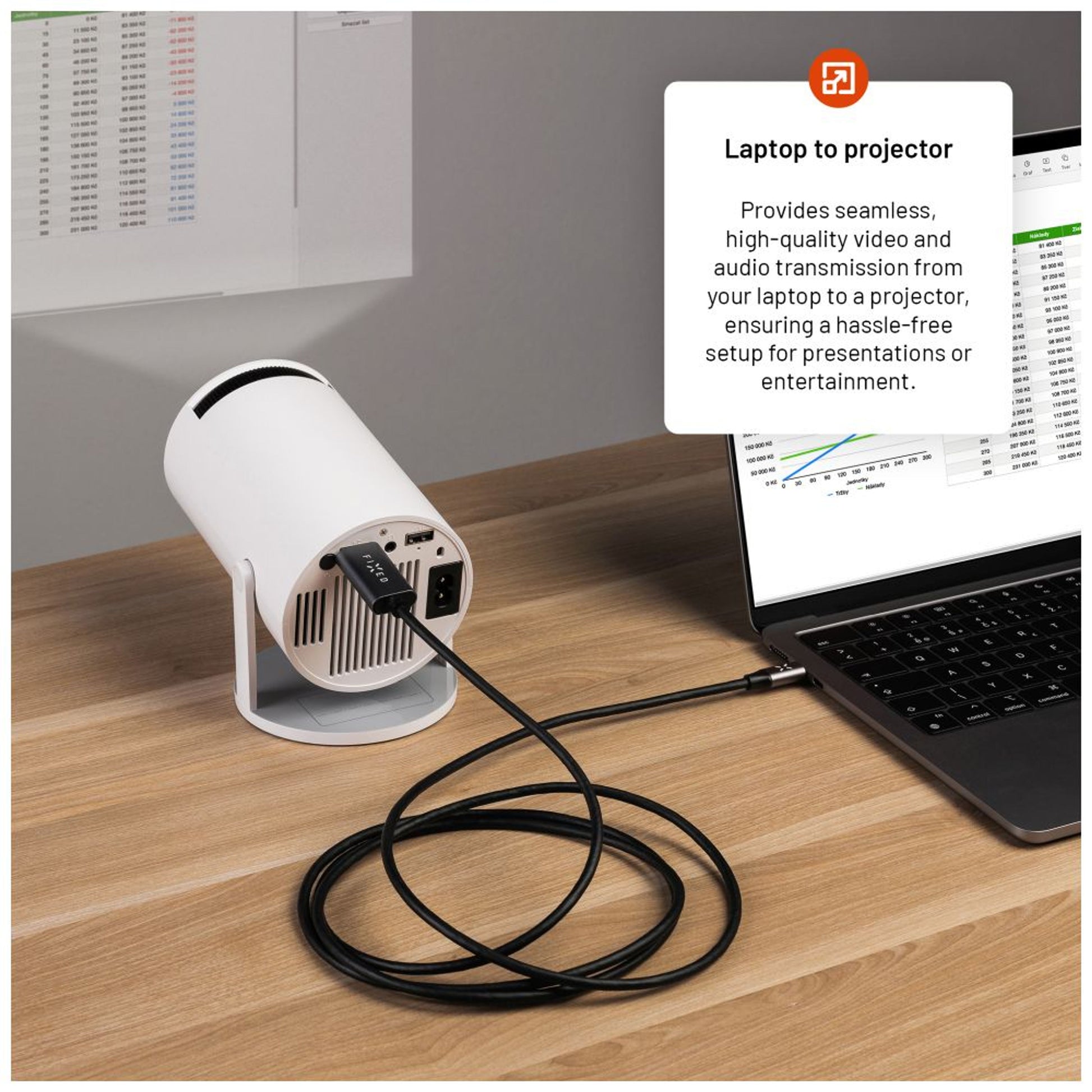 Video kabel FIXED s konektory USB-C/HDMI, USB-C 3.1 Gen 2 18Gbps, HDMI 2.0 4K60Hz, 2m, šedý - FIXED