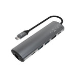 6-portový hliníkový USB-C FIXED HUB Pro, pro notebooky a tablety, šedý - FIXED