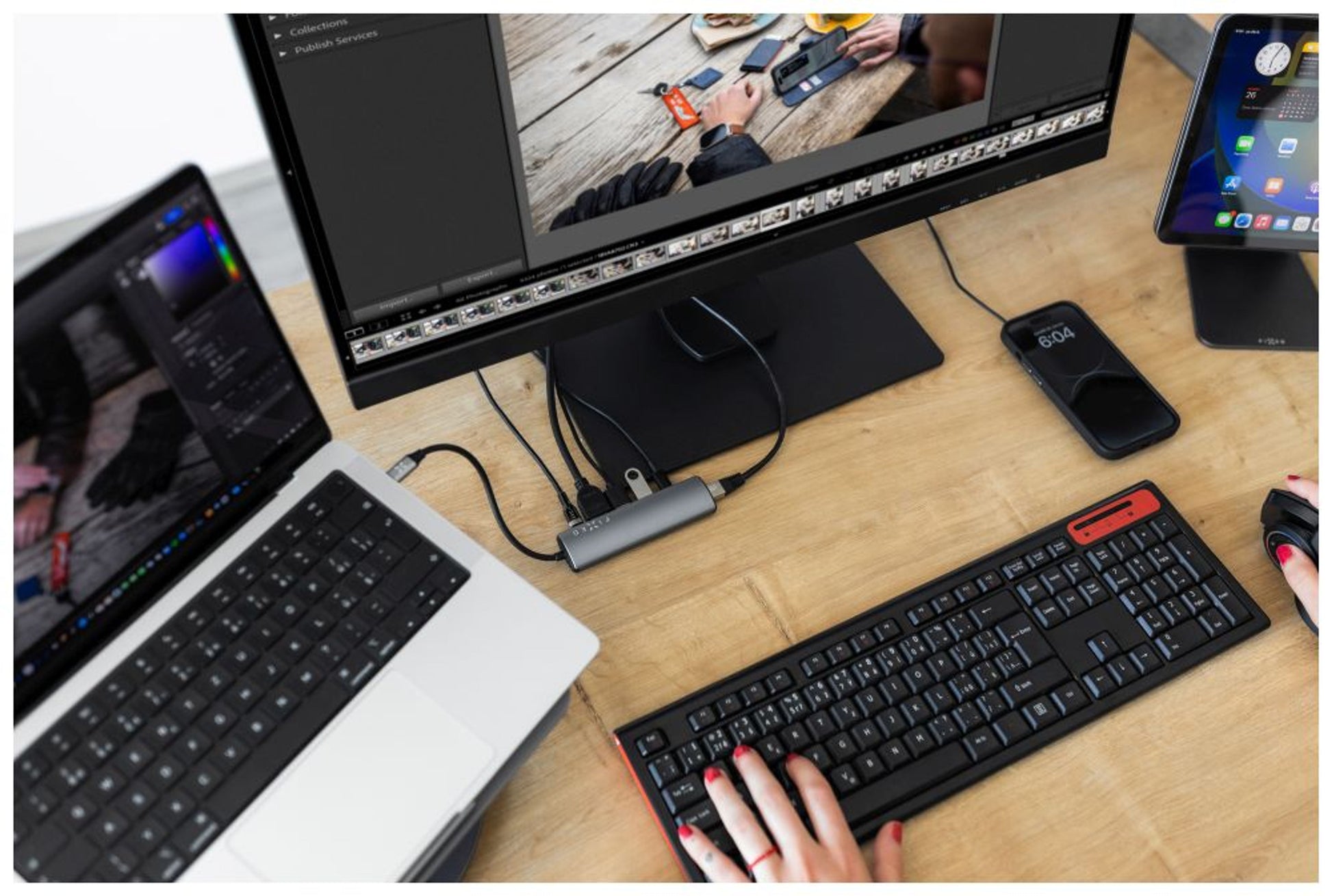 6-portový hliníkový USB-C FIXED HUB Pro, pro notebooky a tablety, šedý - FIXED