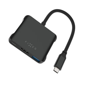 5-portový hliníkový USB-C FIXED HUB Quadri, pro notebooky, 140W, PD 3.1, vesmírně černá - FIXED