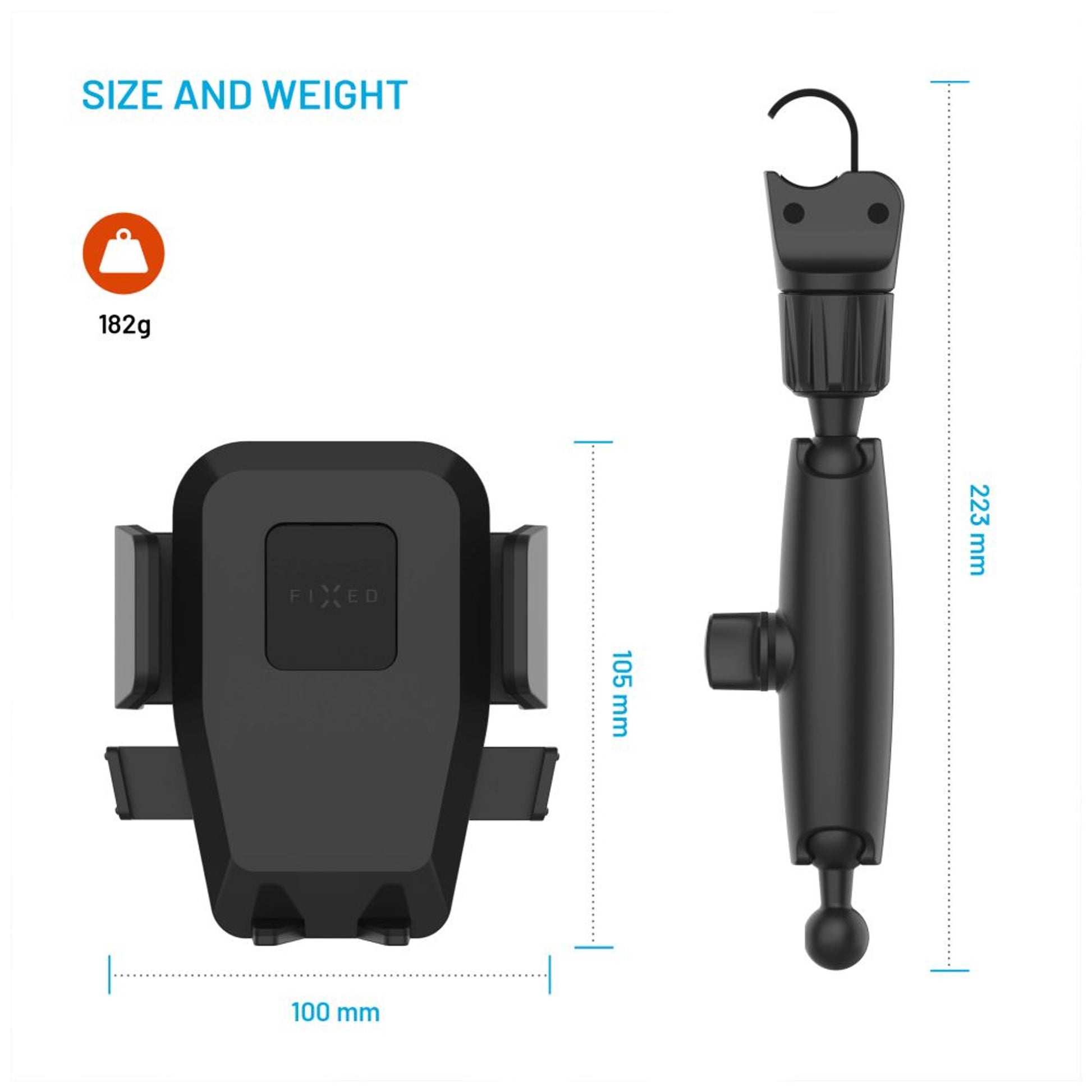 Univerzální držák do auta FIXED Iconiq Mirror s nohou na zpětné zrcátko, černý - FIXED