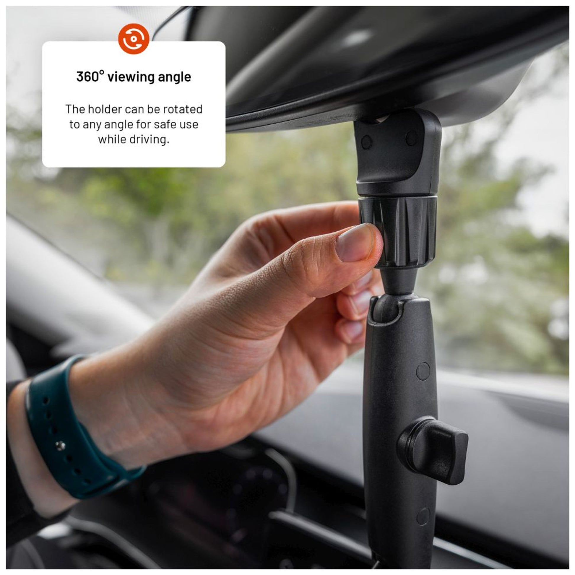 Univerzální držák do auta FIXED Iconiq Mirror s nohou na zpětné zrcátko, černý - FIXED