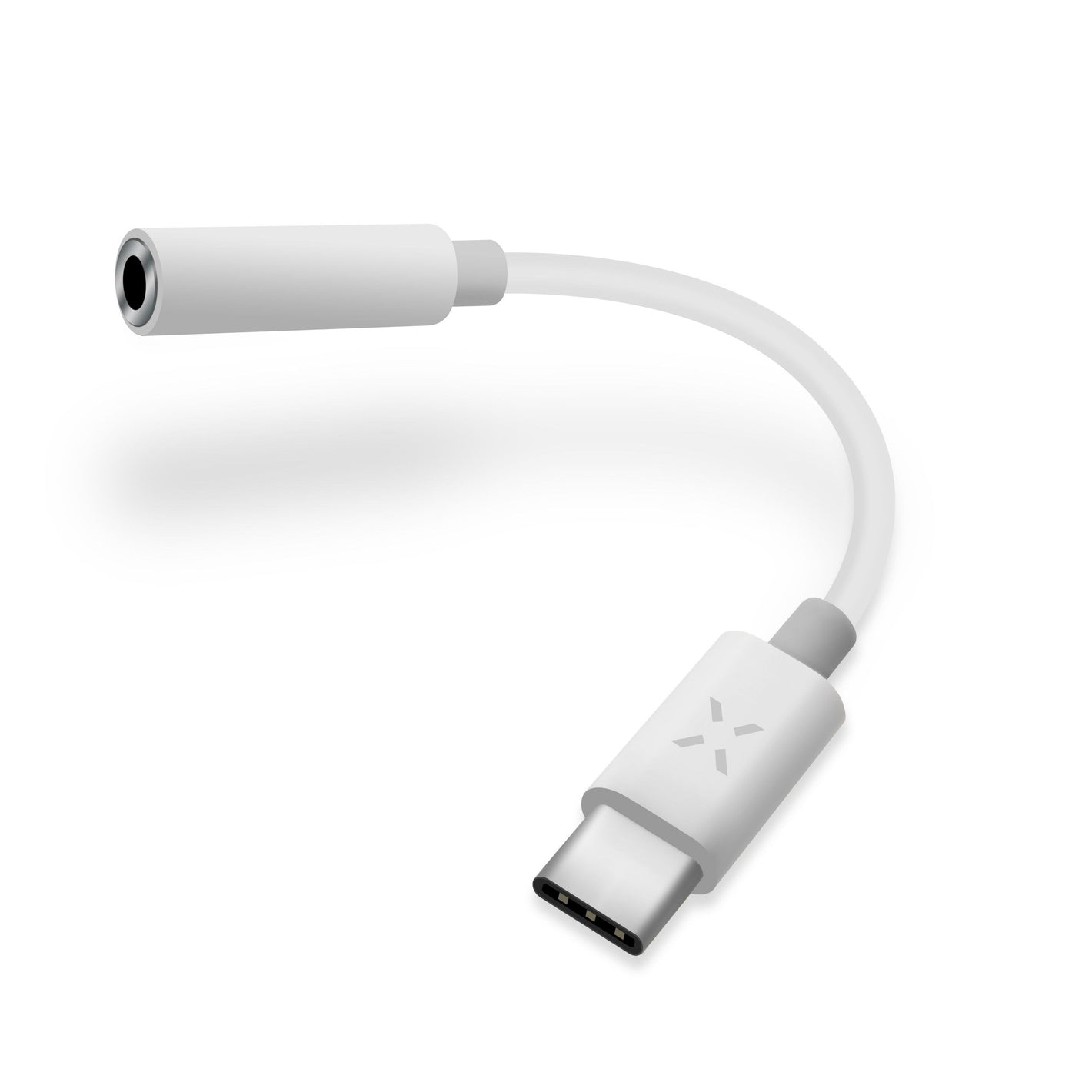 Redukce FIXED LINK pro připojení sluchátek z USB-C na 3,5mm jack s DAC chipem, bílá - FIXED