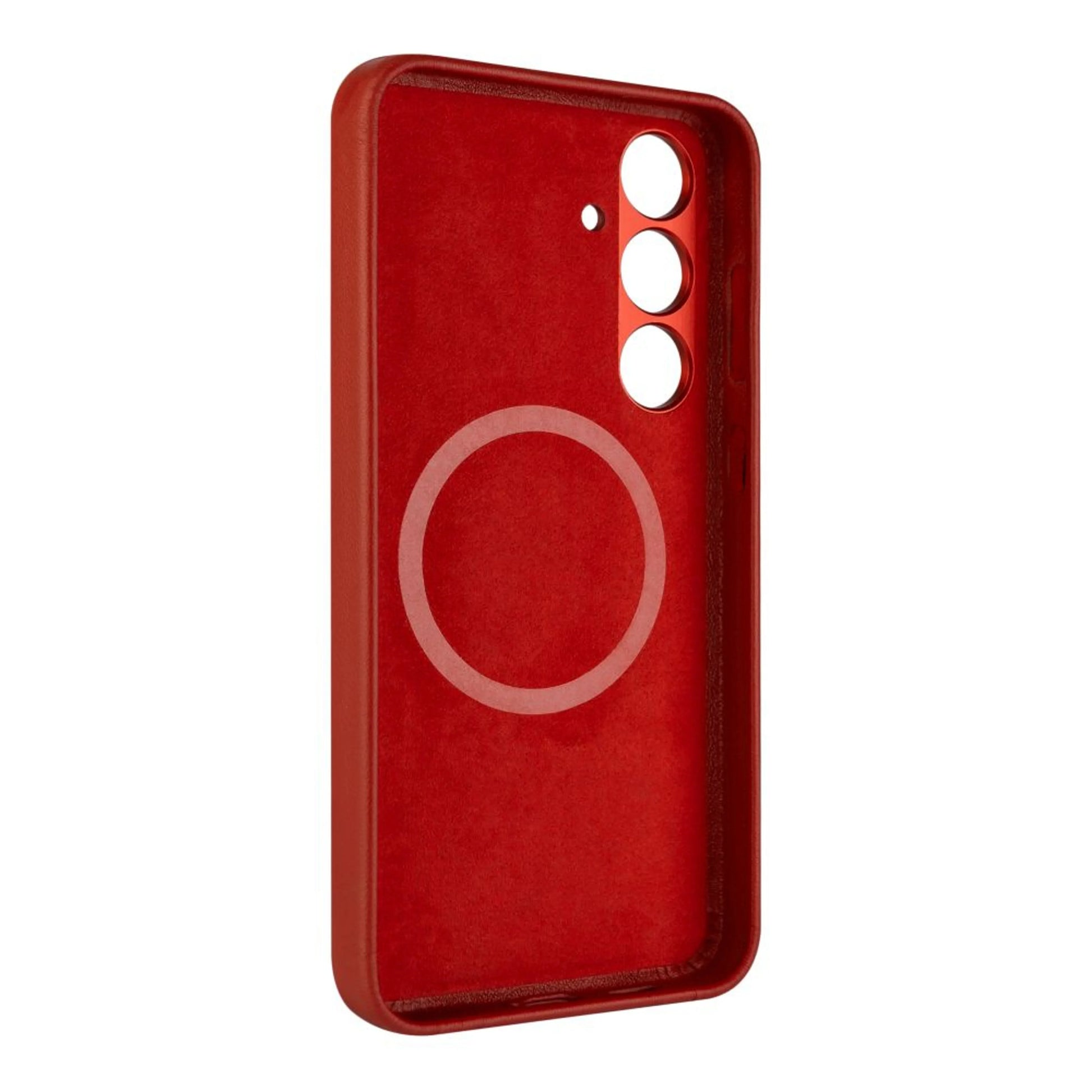 Kožený zadní kryt FIXED MagLeather s podporou MagSafe pro Samsung Galaxy S24, červený - FIXED