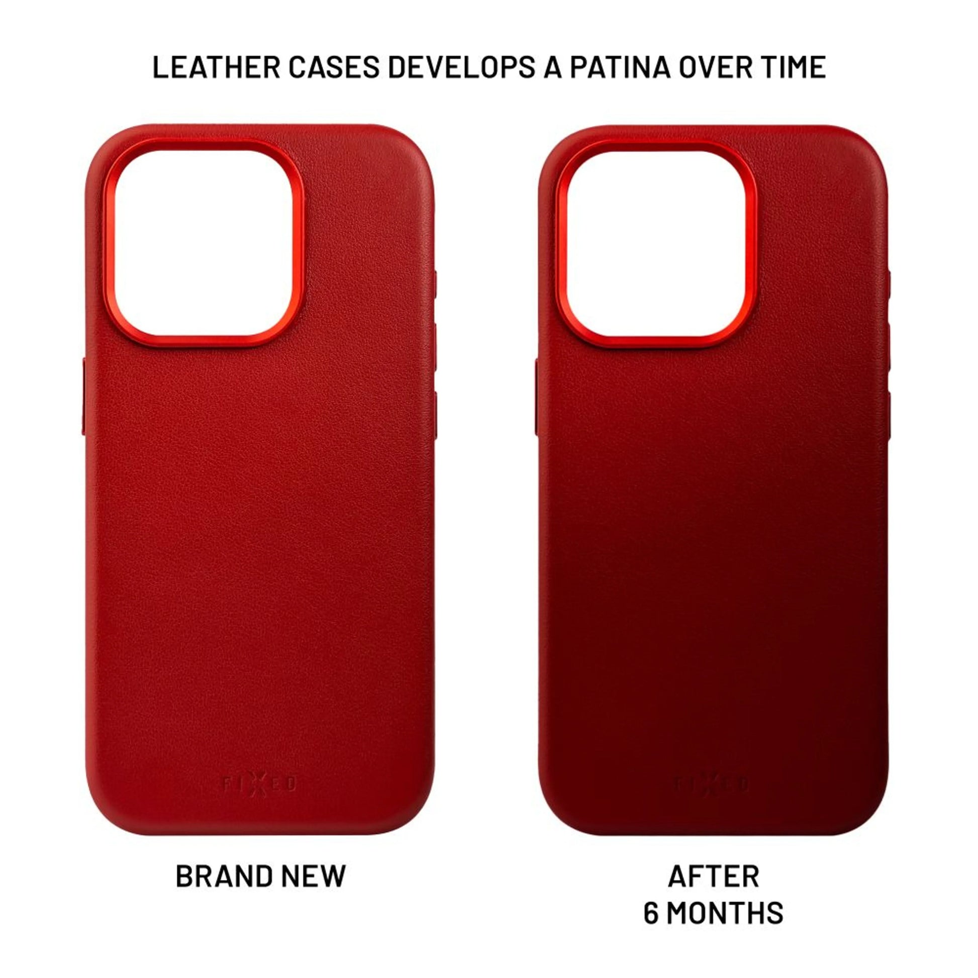 Kožený zadní kryt FIXED MagLeather s podporou MagSafe pro Apple iPhone 16, červený - FIXED