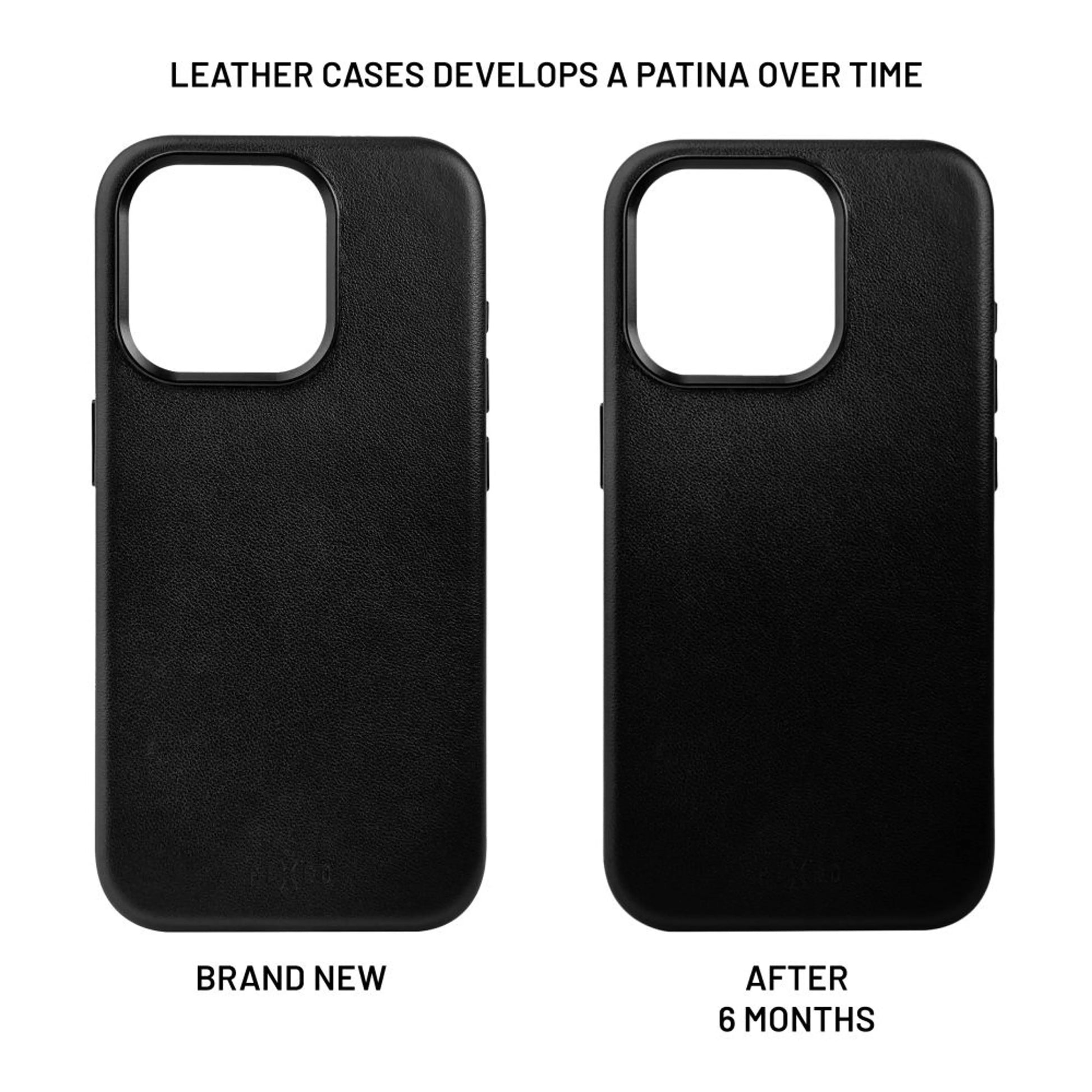 Kožený zadní kryt FIXED MagLeather s podporou MagSafe pro Apple iPhone 16 Pro, černý - FIXED