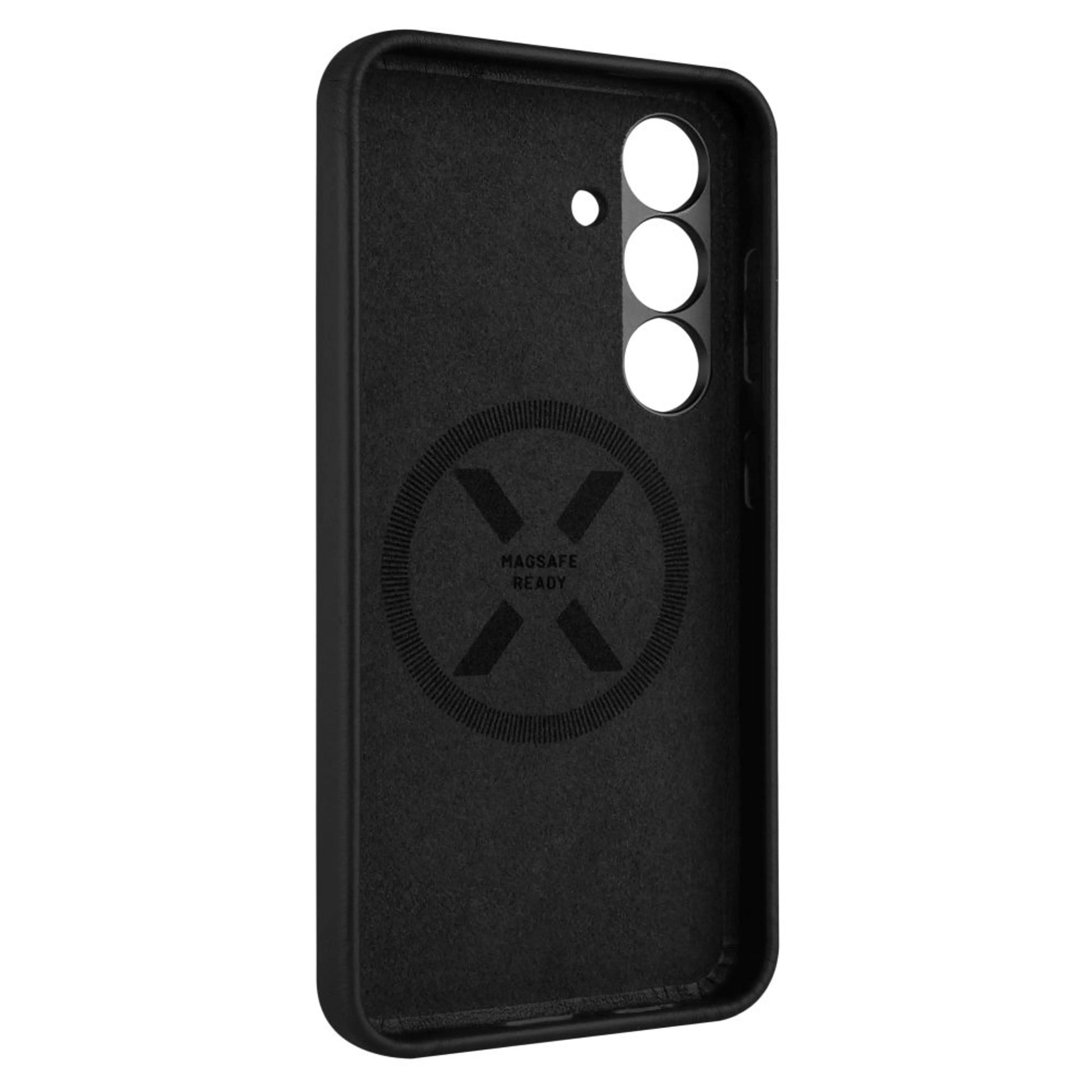 Kožený zadní kryt FIXED MagLeather s podporou MagSafe pro Samsung Galaxy S25, černý - FIXED