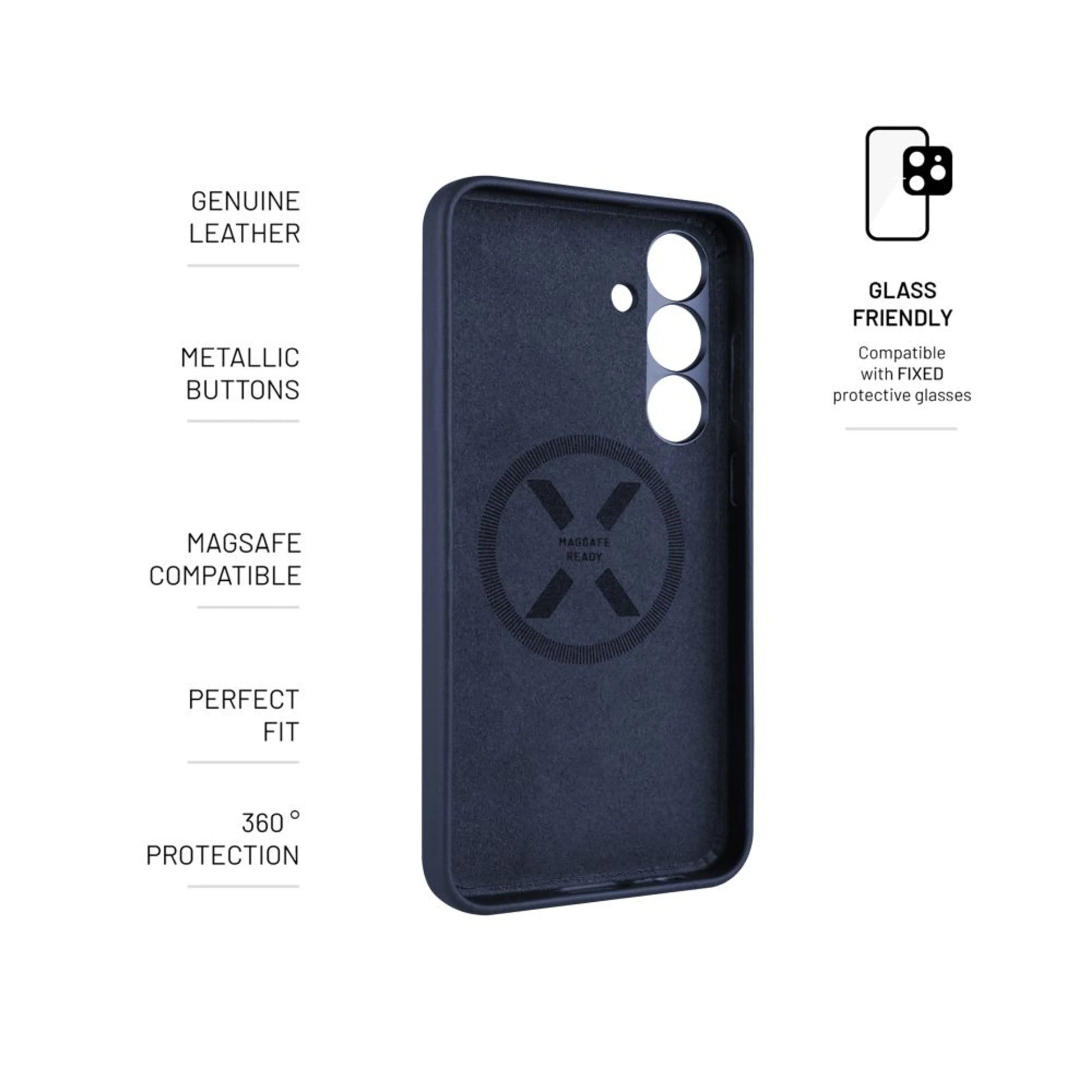 Kožený zadní kryt FIXED MagLeather s podporou MagSafe pro Samsung Galaxy S25+, modrý - FIXED