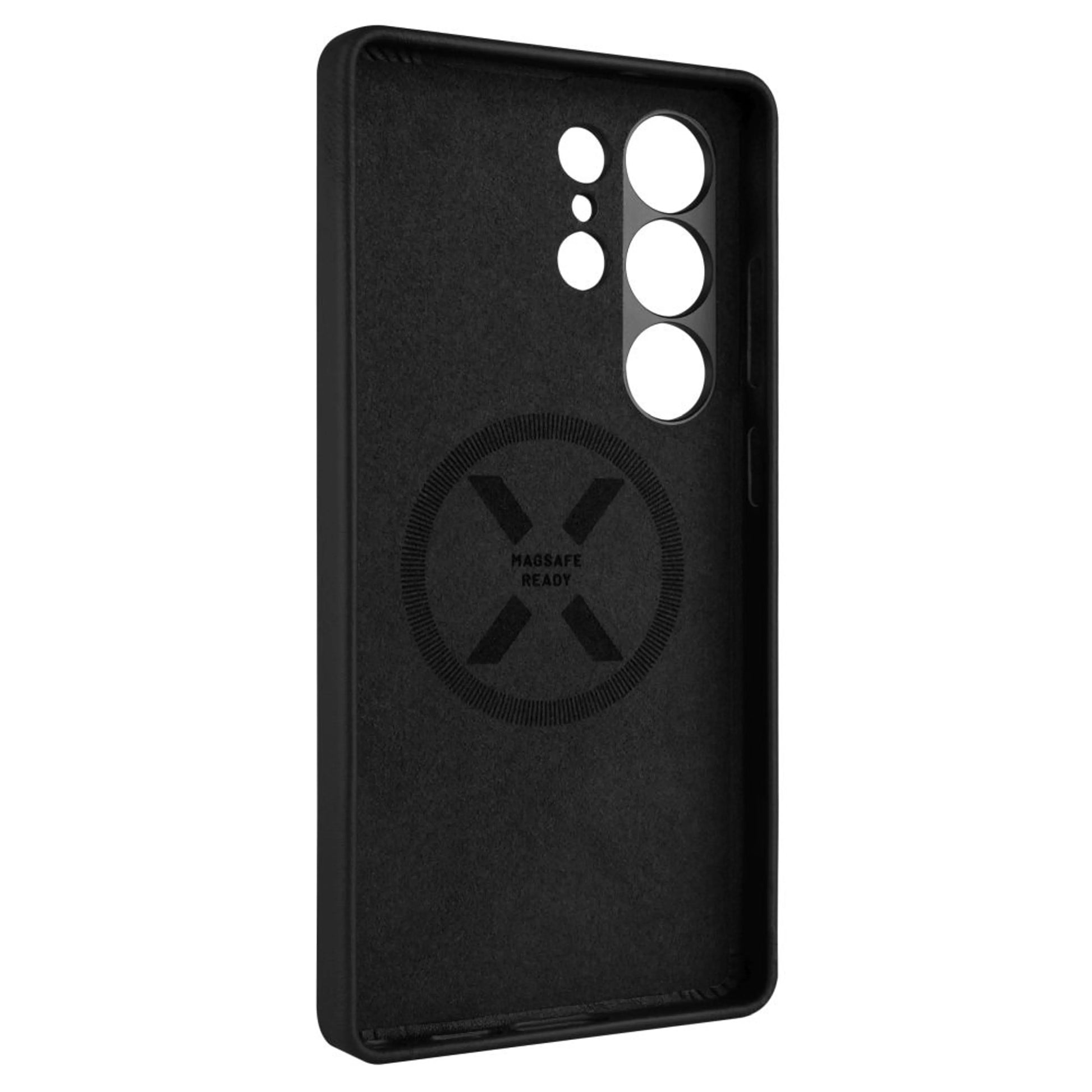 Kožený zadní kryt FIXED MagLeather s podporou MagSafe pro Samsung Galaxy S25 Ultra, černý - FIXED