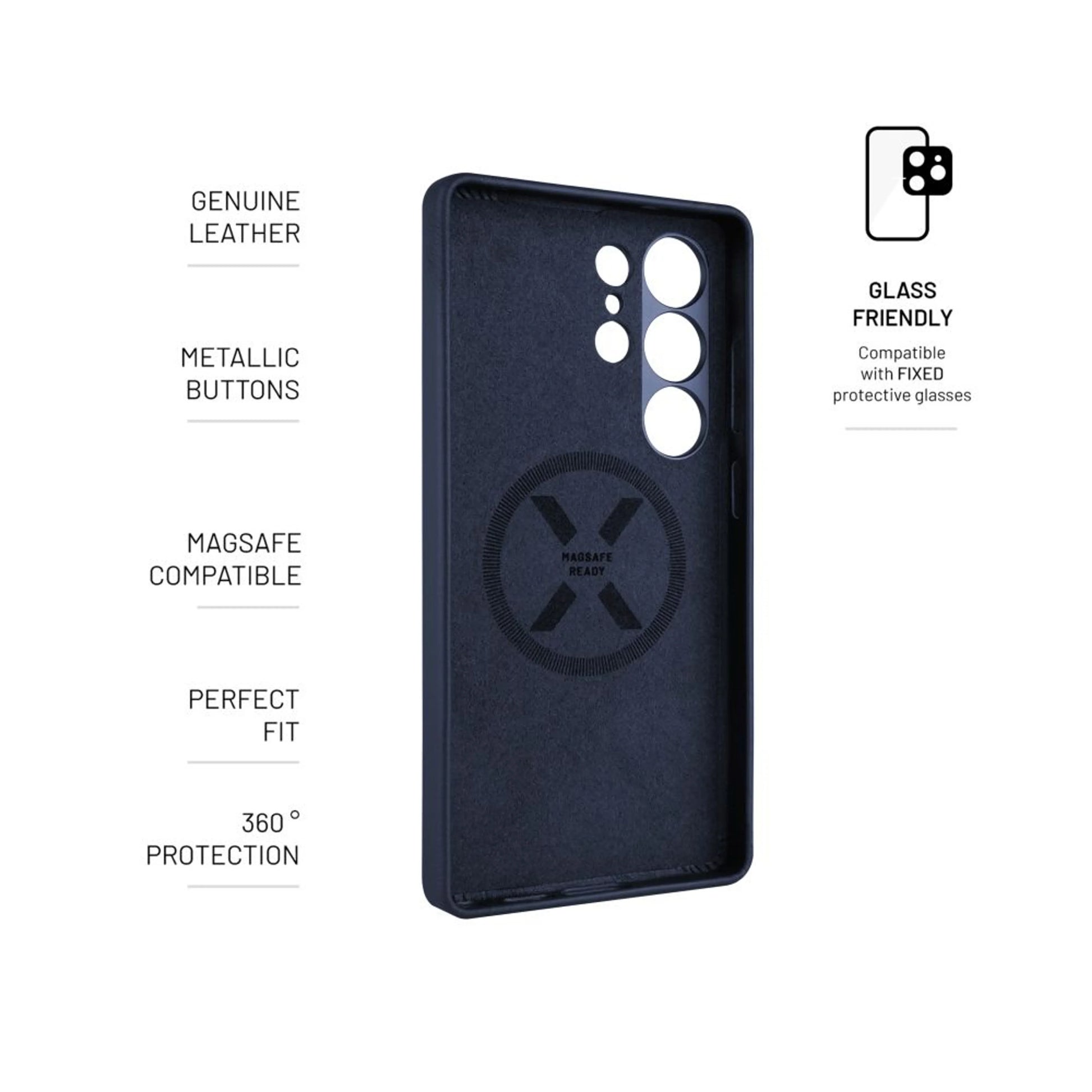 Kožený zadní kryt FIXED MagLeather s podporou MagSafe pro Samsung Galaxy S25 Ultra, modrý - FIXED